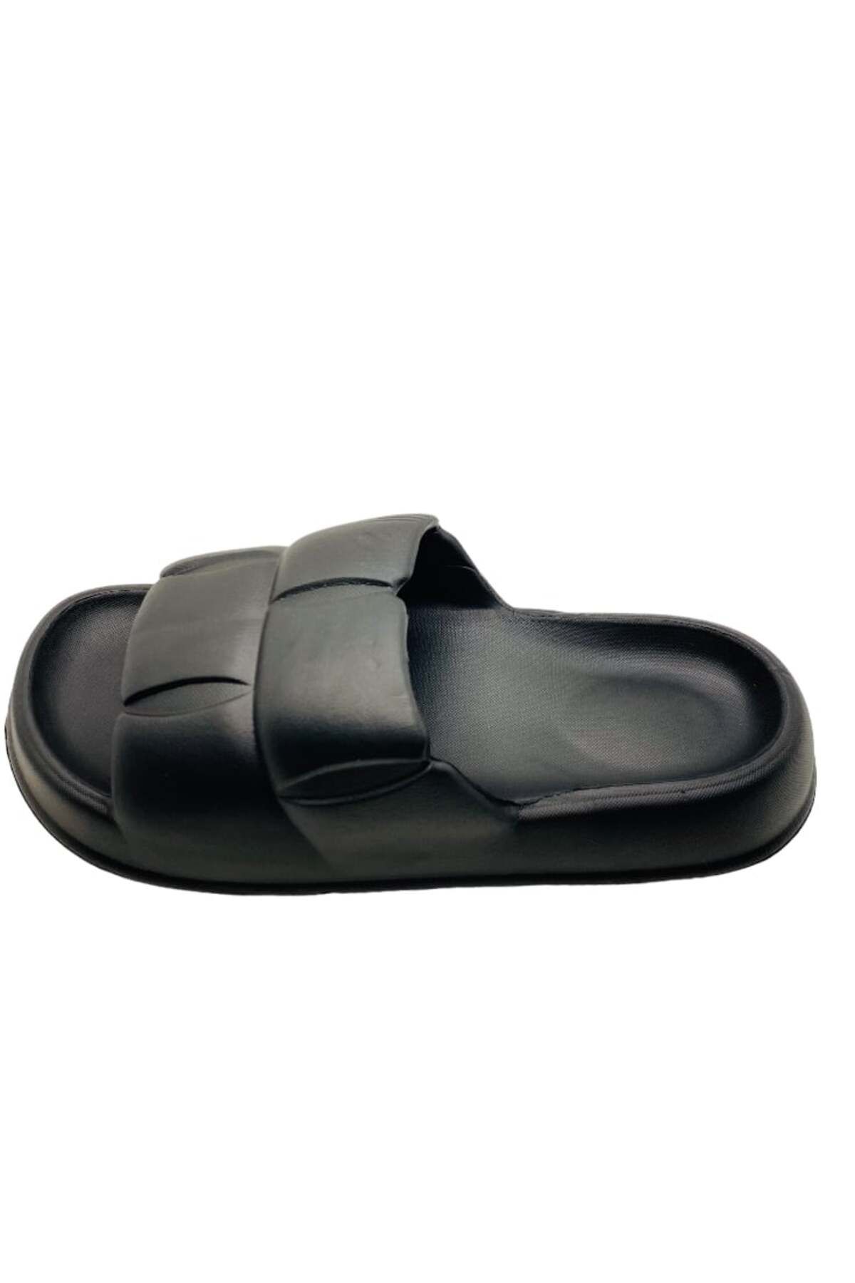 CRACOS-Lightweight slippers for the beach or pool, fluffy pattern, black, size 38-39, 25 centimeters 2