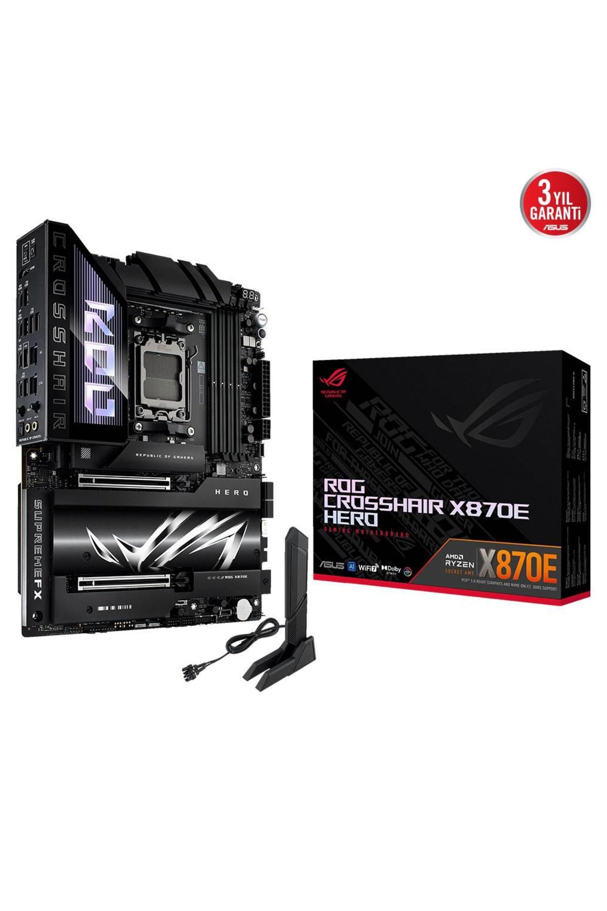 ASUS ROG CROSSHAIR X870E HERO, 4xDDR5, 5xM.2, HDMI, DP, Type-C, PCIe 5.0, 2xWi-Fi 7, Bluetooth v5.4,
