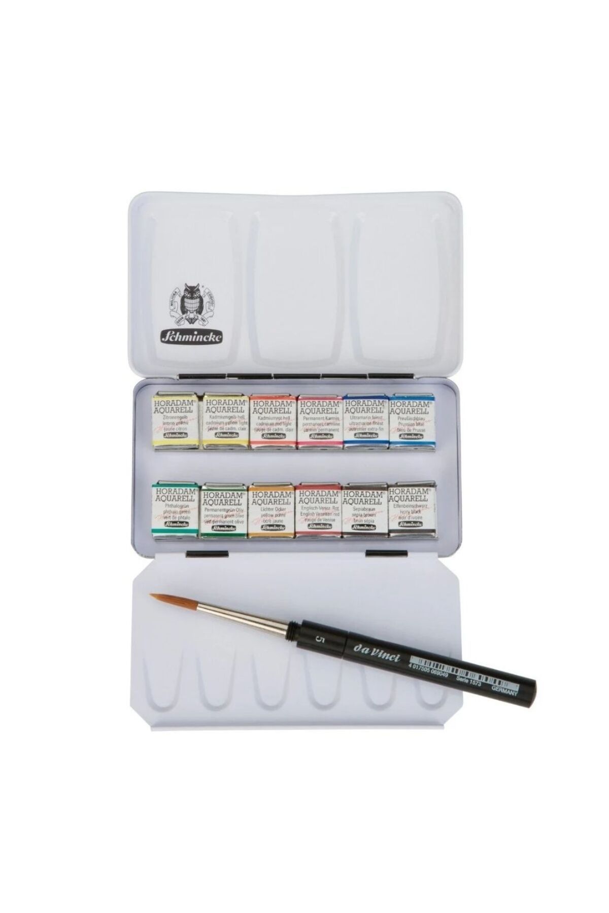 Schmincke Horadam Aquarell Metal Kutulu Sulu Boya Seti Yarım Tablet 12li
