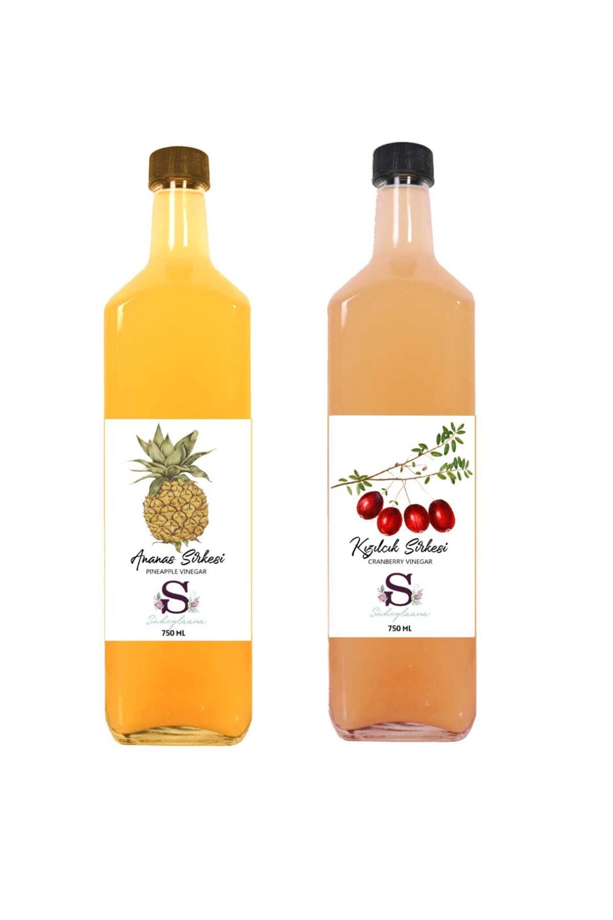 Süheylaana Doğal Ananas Sirkesi 750 Ml - Doğal Kızılcık Sirkesi 750 Ml