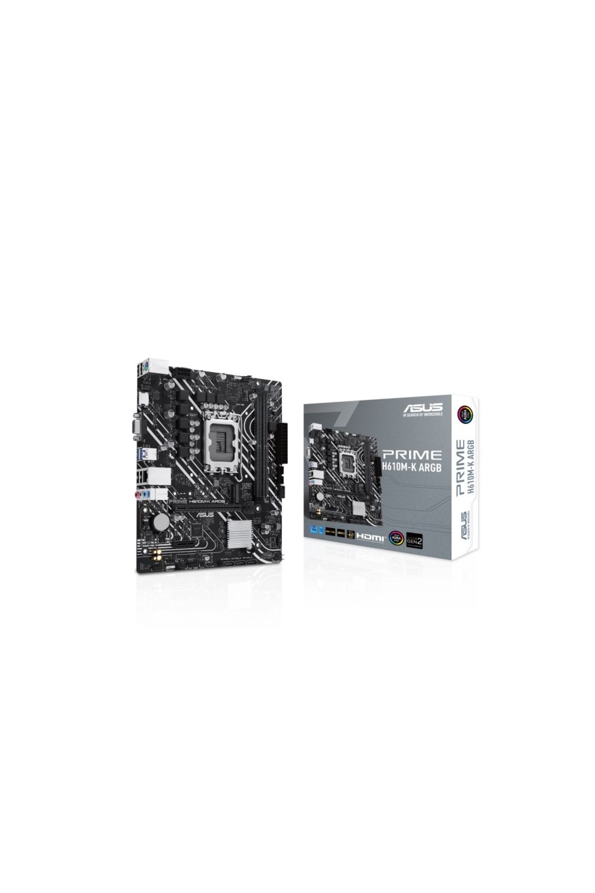 ASUS PRIME H610M-K ARGB, 2xDDR5, M.2,D-SUB, HDMI,12-13.14.Nesil, LGA1700 Soket, Anakart