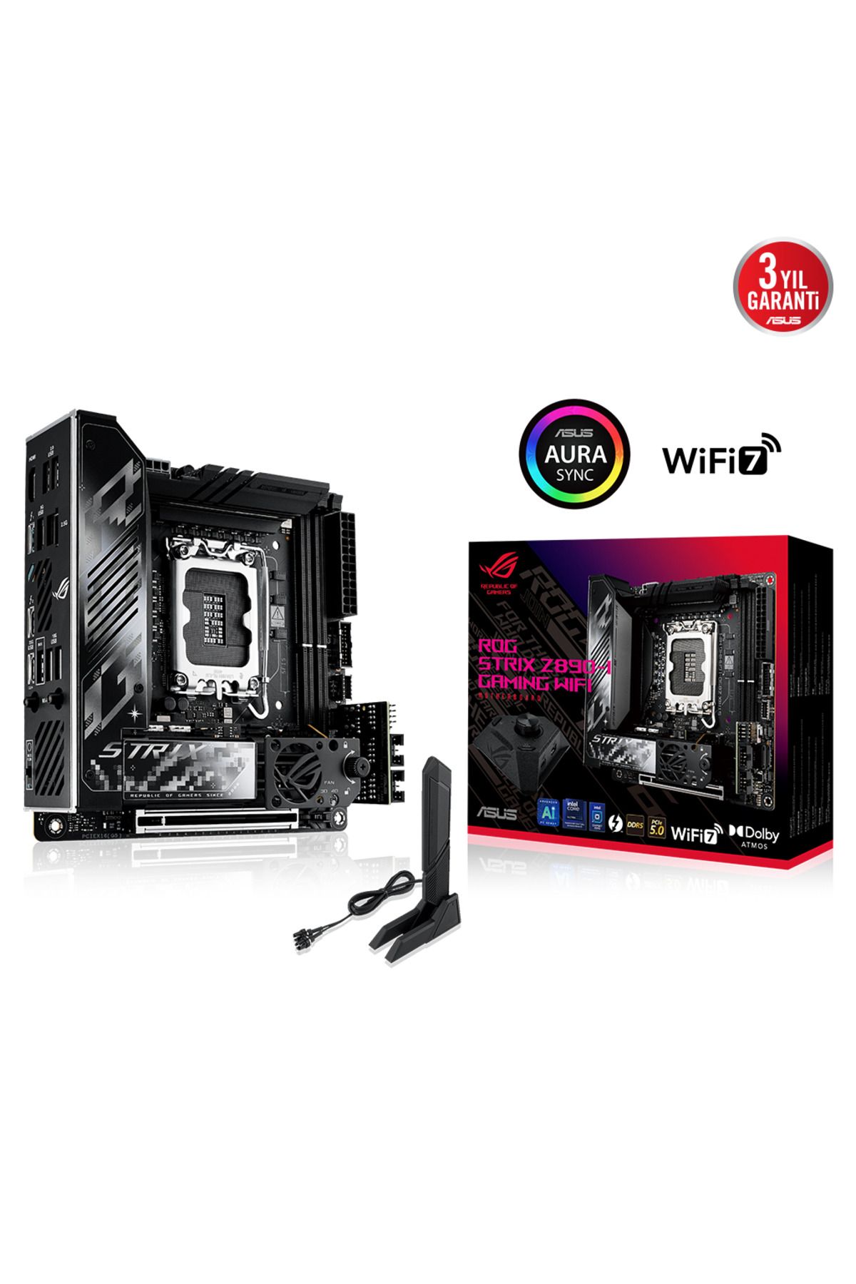 ASUS ROG STRIX Z890-I GAMING WIFI, 2xDDR5, 2xM.2, HDMI, 2xThunderbolt, 2xType-C, Wi-Fi 7, Mini ITX,