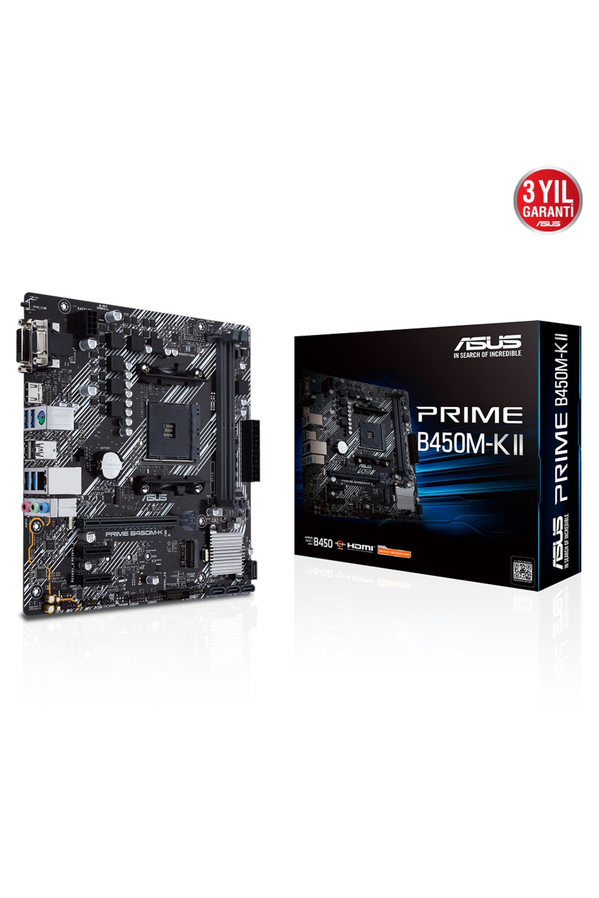 ASUS PRIME B450M-K II, 2xDDR4, M.2, D-SUB, DVI, HDMI, AM4 Soket Anakart