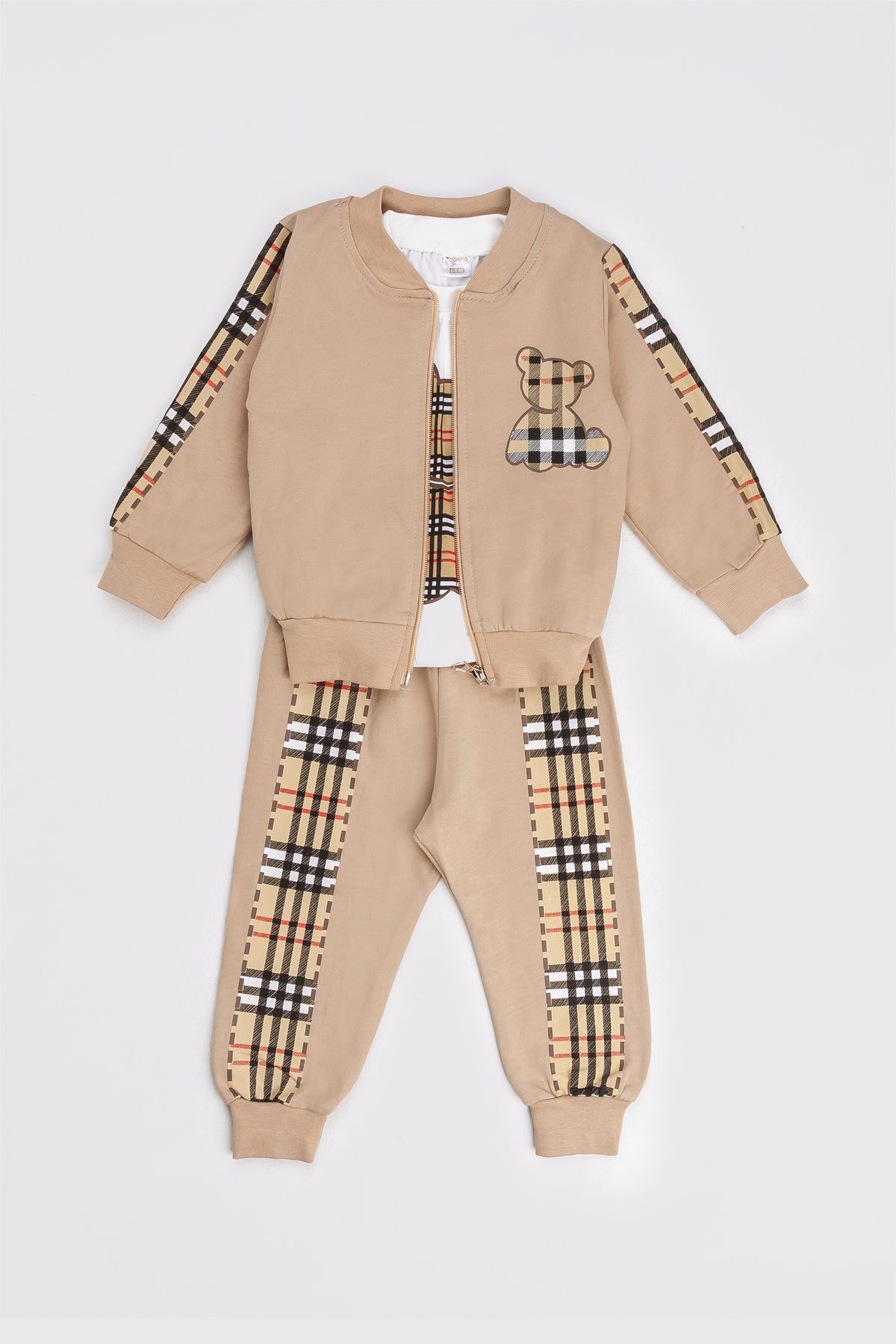 ZİMBOO Çocuk Takım Ayı Baskılı Hırka 3’lü Unisex Takım