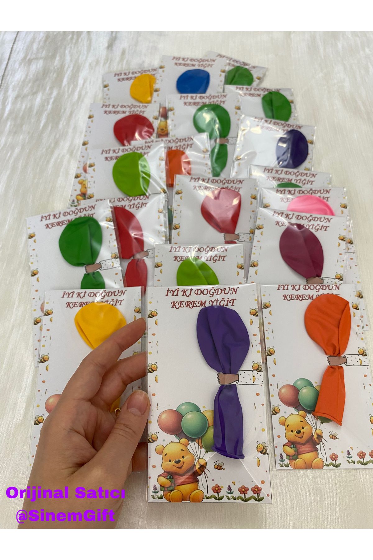 Sinem Gift 20 Adet Doğum Günü Hediyelik Balon, Winnie Pooh Konseptli Hediyelik