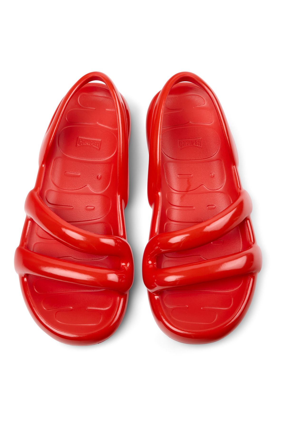 CAMPER-Men's Red Summer Sandals with Hook And Loop Straps for All-Day Comfort Kobarah Flat 3
