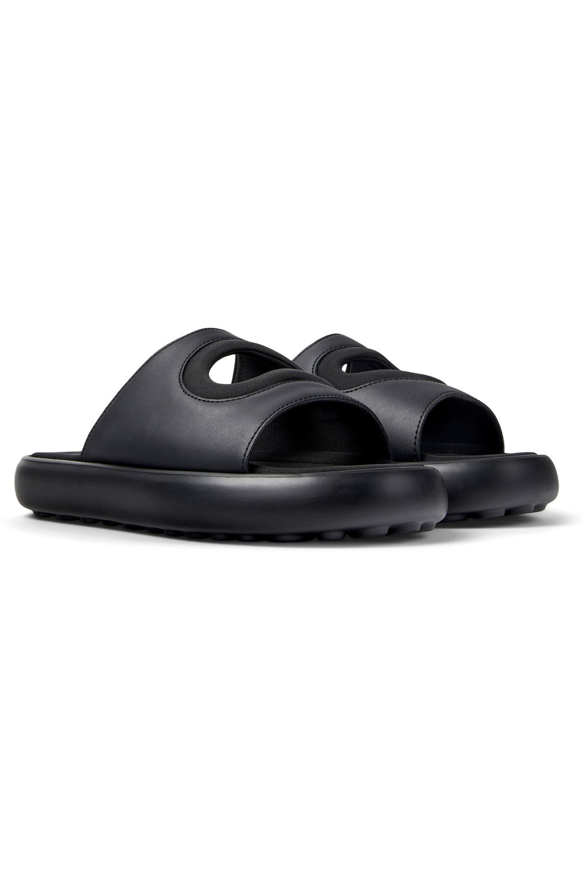 CAMPER-Men's Black Hook And Loop Genuine Leather Slip-On Twin Slide with Soft EVA Sole 1