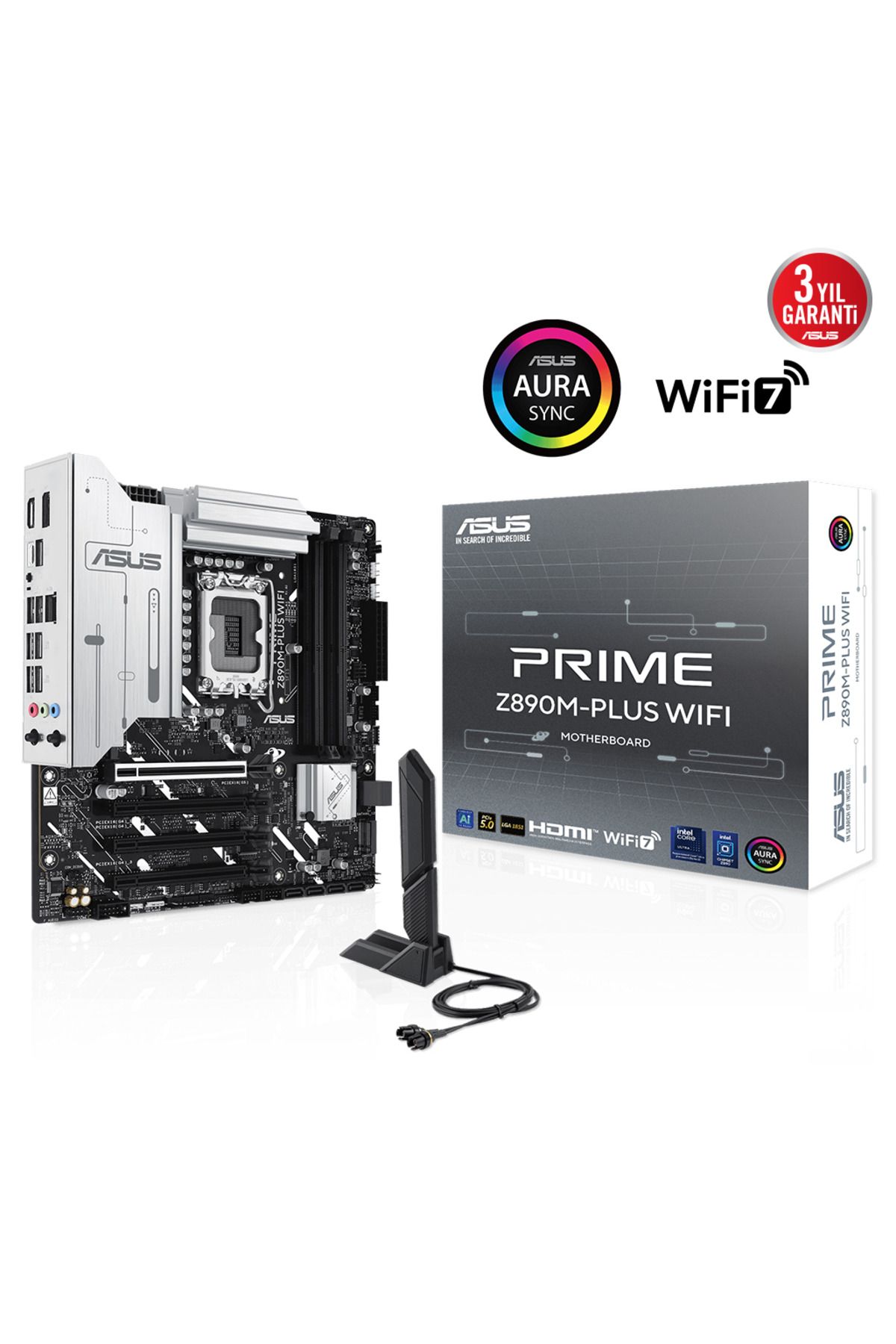 ASUS PRIME Z890M-PLUS WIFI, 7600MHz, 4xDDR5 3x M.2, HDMI, DP, Type-C, Wi-Fi 7, Bluetooth 5.4, Intel