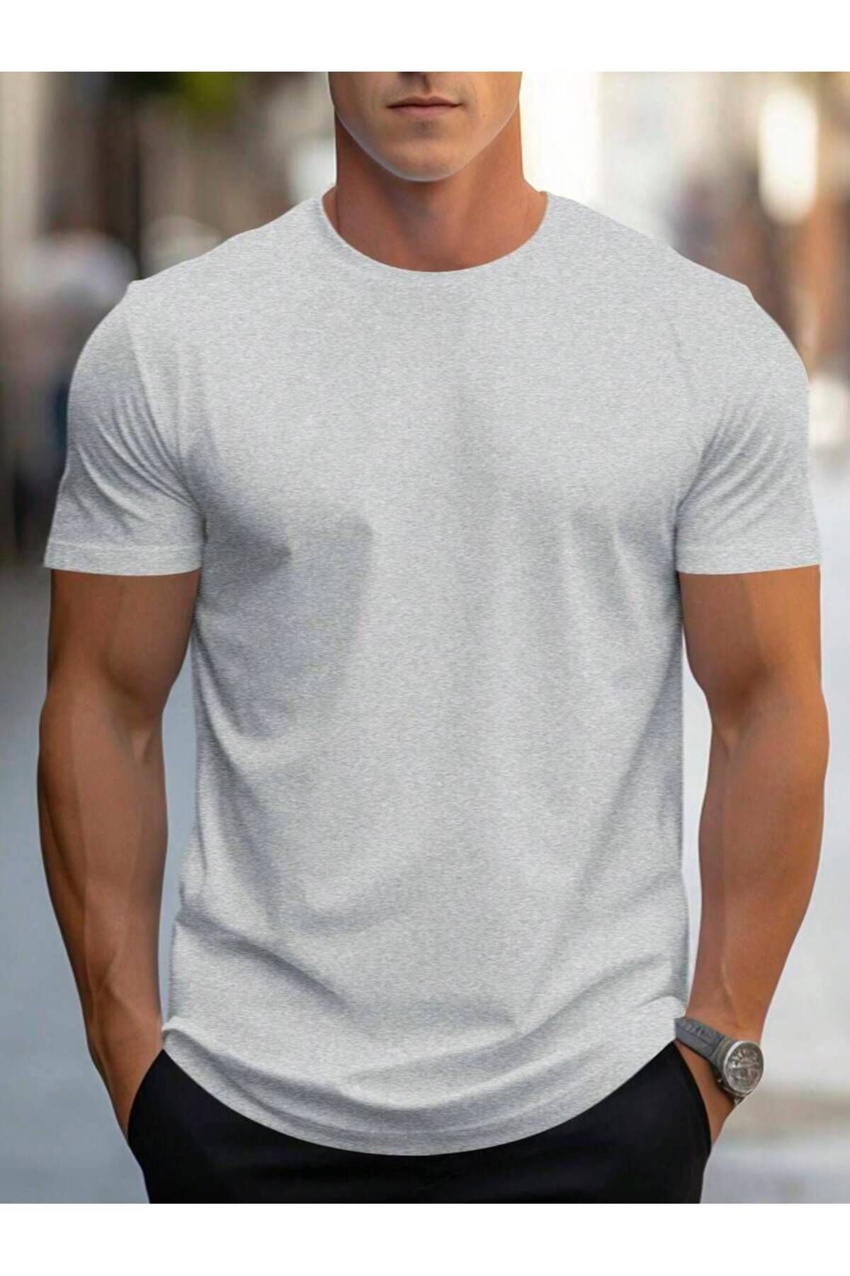 MODAVİBE Düz Basic Tişört – Bisiklet Yaka, Pamuk Polyester, 2 İplik Kumaş, Unisex