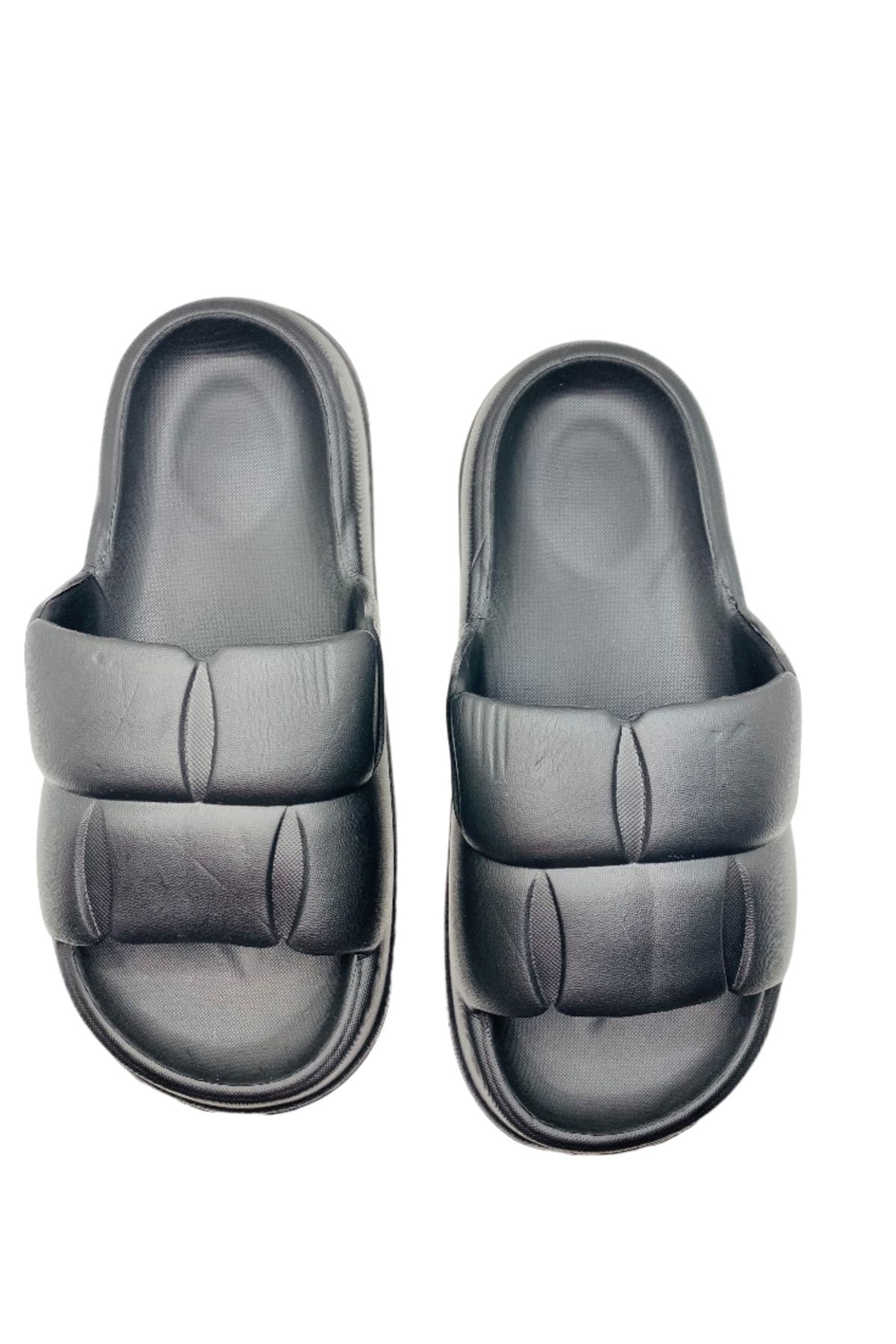 CRACOS-Lightweight slippers for the beach or pool, fluffy pattern, black, size 38-39, 25 centimeters 5