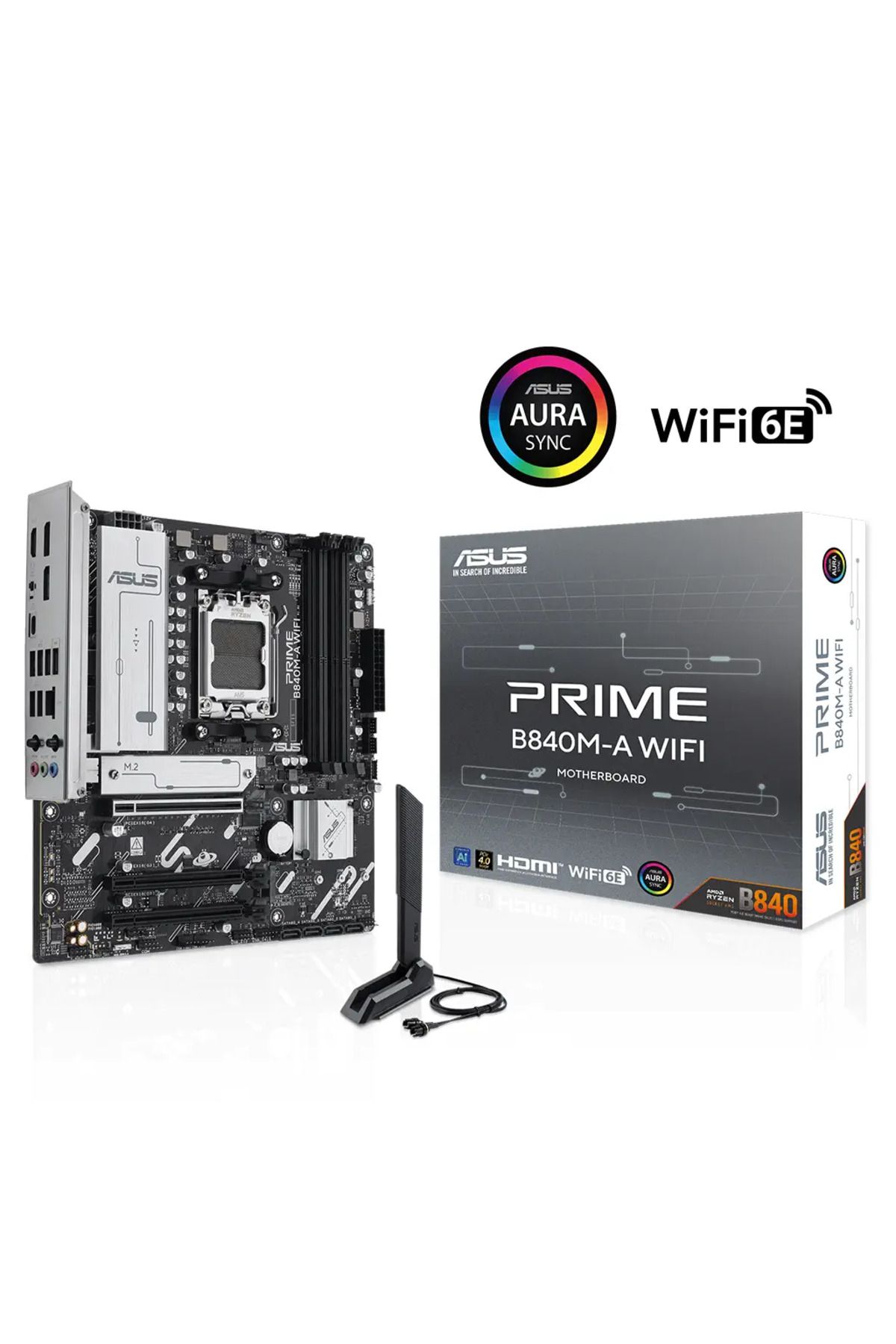 ASUS PRIME B840M-A WIFI, 4xDDR5, 3x M.2, HDMI, 2x DP, Type-C, WI-FI 6E, Bluetooth 5.3, AM5 Soket GAM