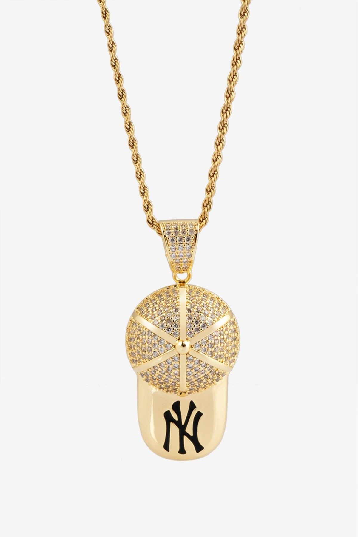 UKHWD SUPPLY Iced Out NY Cap Şapka Kolye CS1253AL