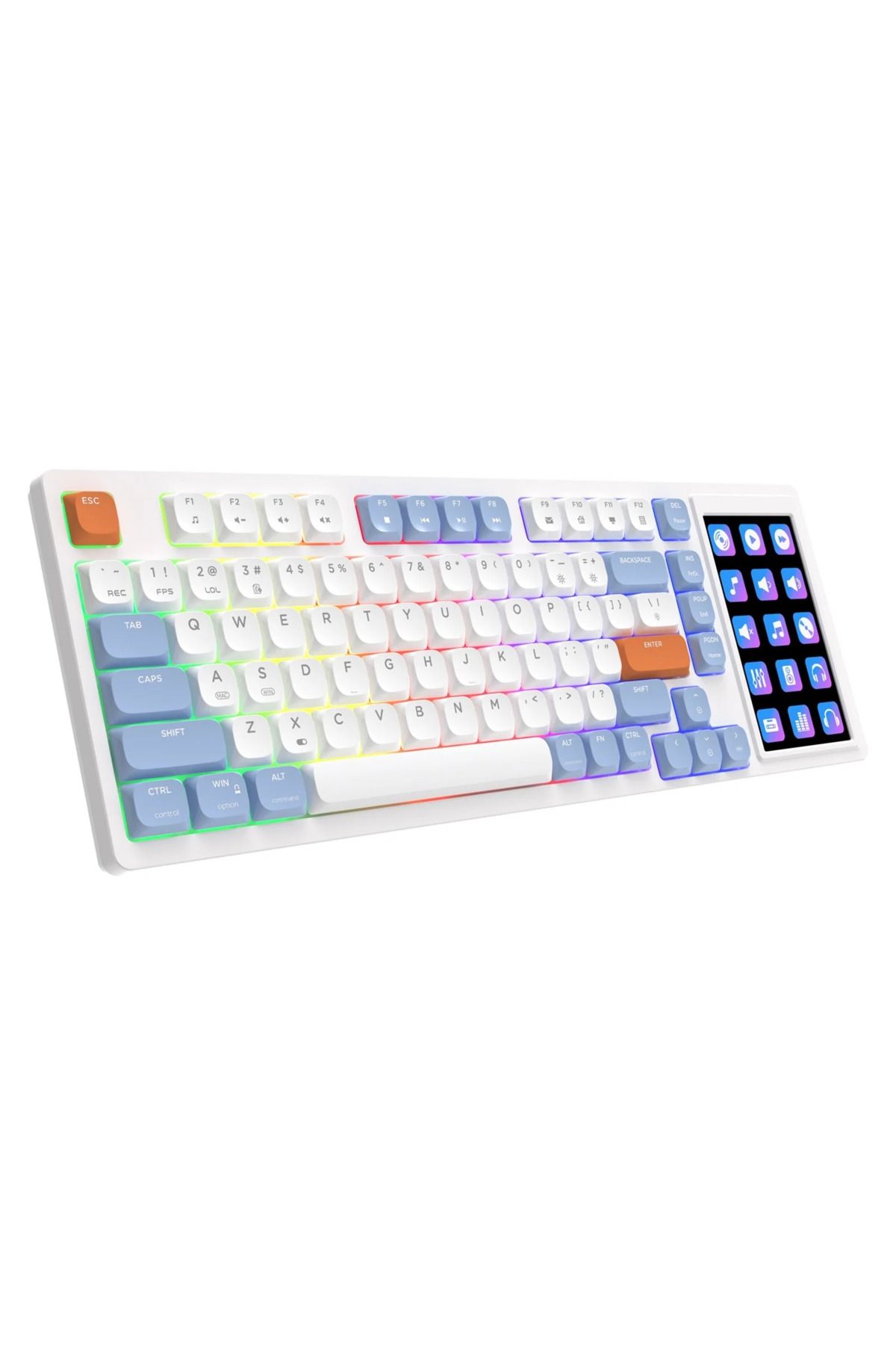 Coverzone Ajazz Akp815 %75 Low Profile Mekanik Klavye 4.33'' Ekran Programlanabilir Rgb Gasket Brown Switch
