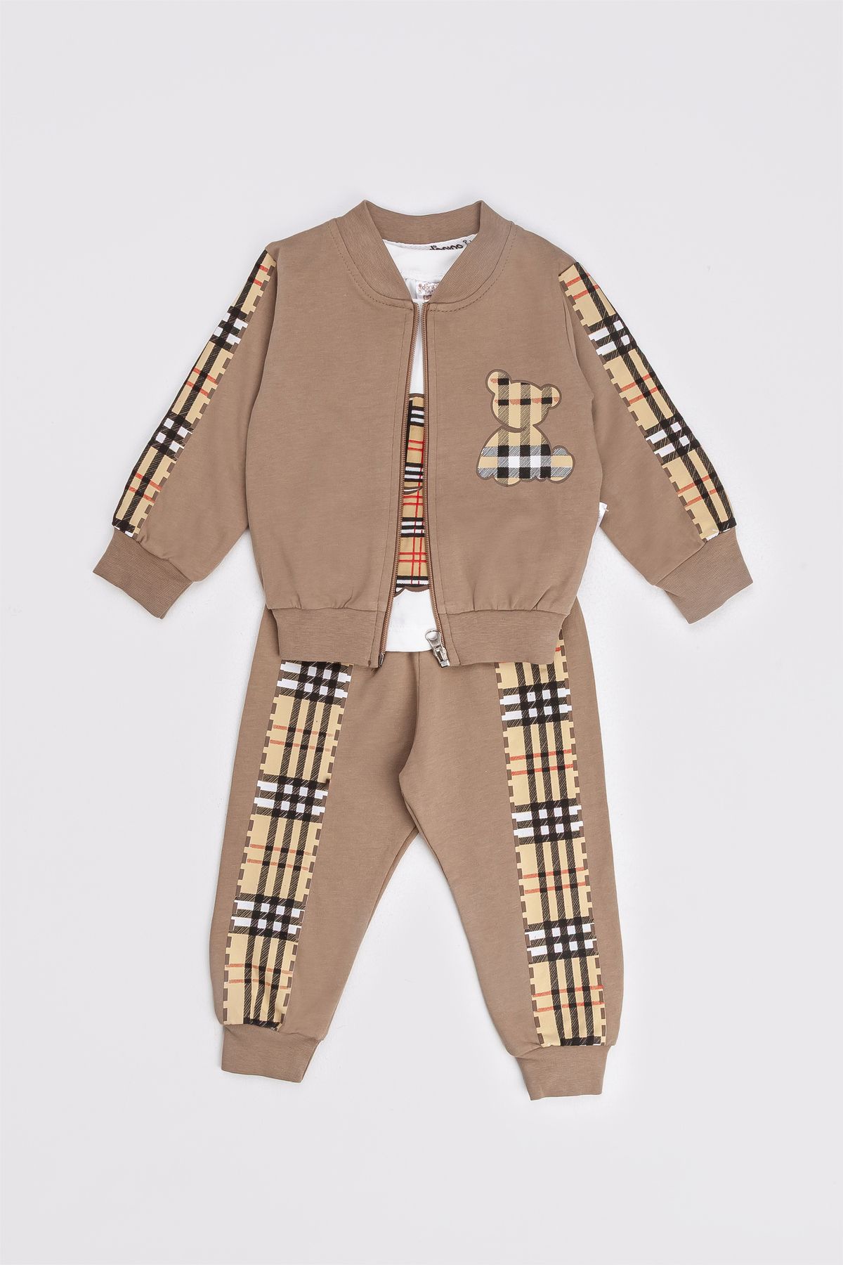 ZİMBOO Çocuk Takım Ayı Baskılı Hırka 3’lü Unisex Takım