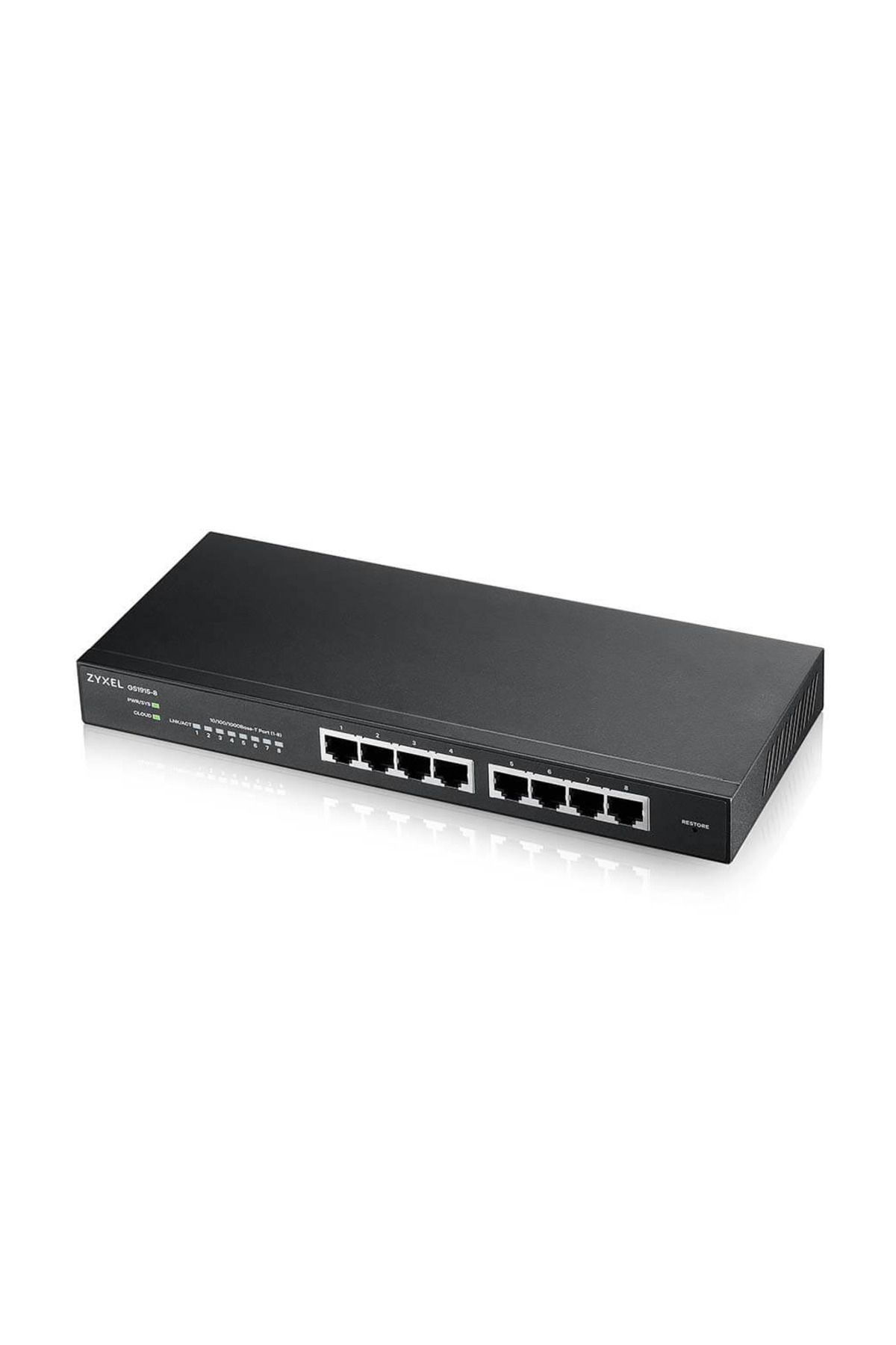 ZyXEL GS1915-8, 8 Port, GigaBit, Yönetilebilir, Masaüstü Akıllı Switch