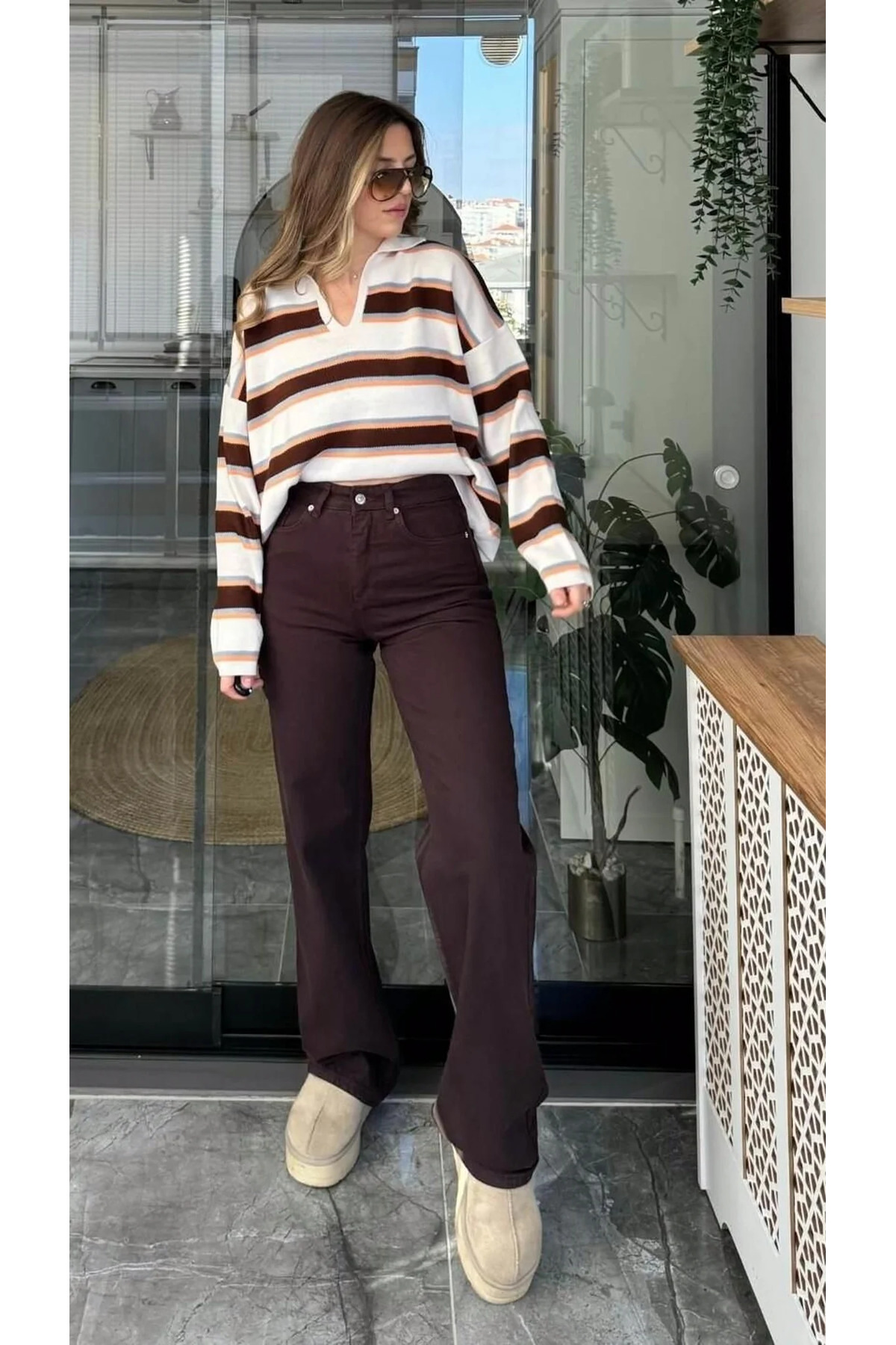 MADAMMERY  Acı Kahverengi Straight Fit Jean ZrMuadil - Görsel 4