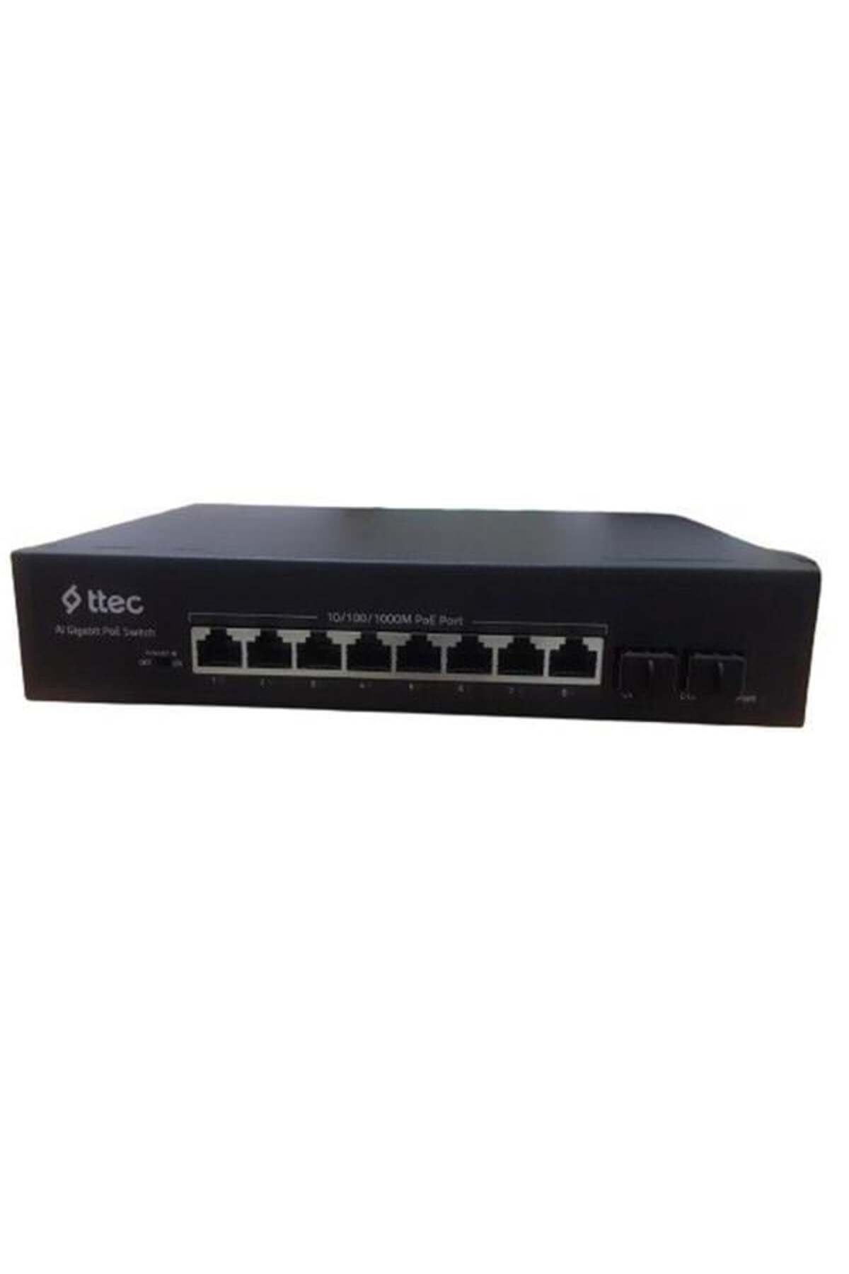 Ttec 8port 120w FULL PoE 10120P-2SFP 10/100 2XSFP Yönetilemez Poe Switch Tak Çalıştır