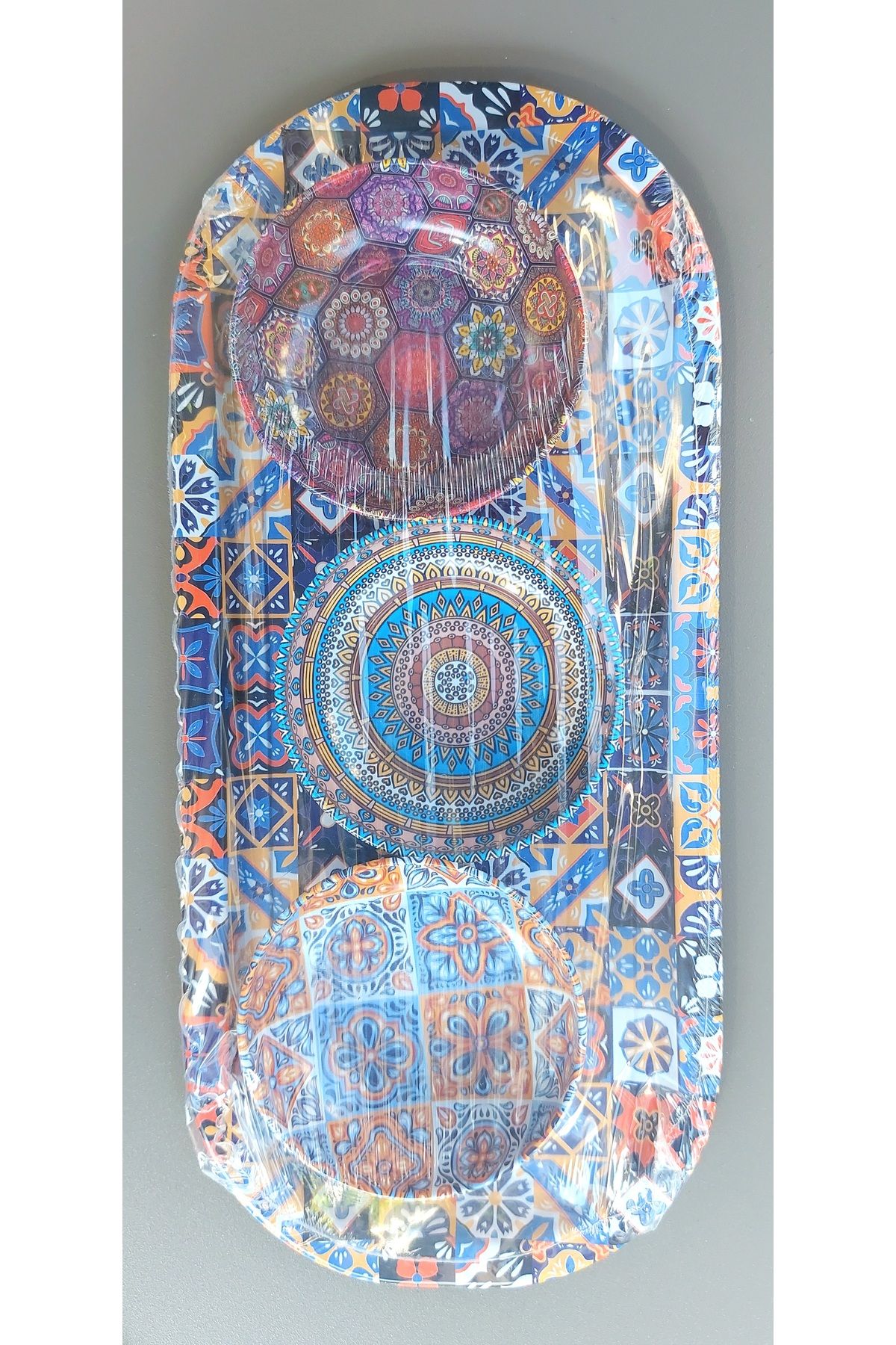 CADDEPREMIUMS Metal Mandala tepsi ve 3 adet mandala çerezlik 2