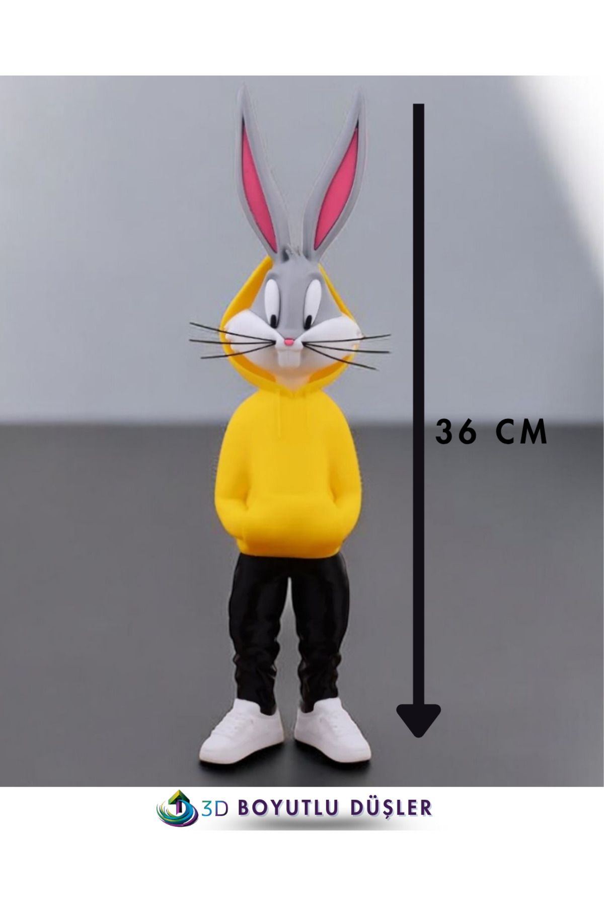 ZTE 3D BASKI Bugs Bunny Figürü - RENKLİ - Özel Tasarım 36 Cm (SARI)