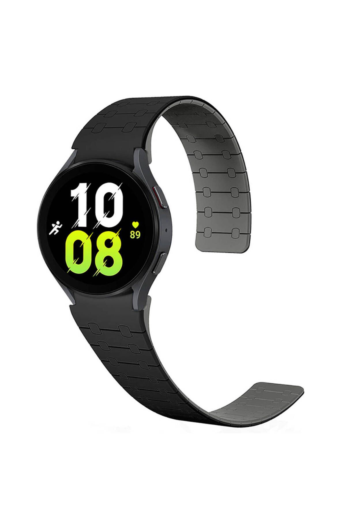 Teknodur Galaxy Watch 6 40mm TKDR KRD-111 20mm Çizgili Desenli Silikon Kordon-Siyah