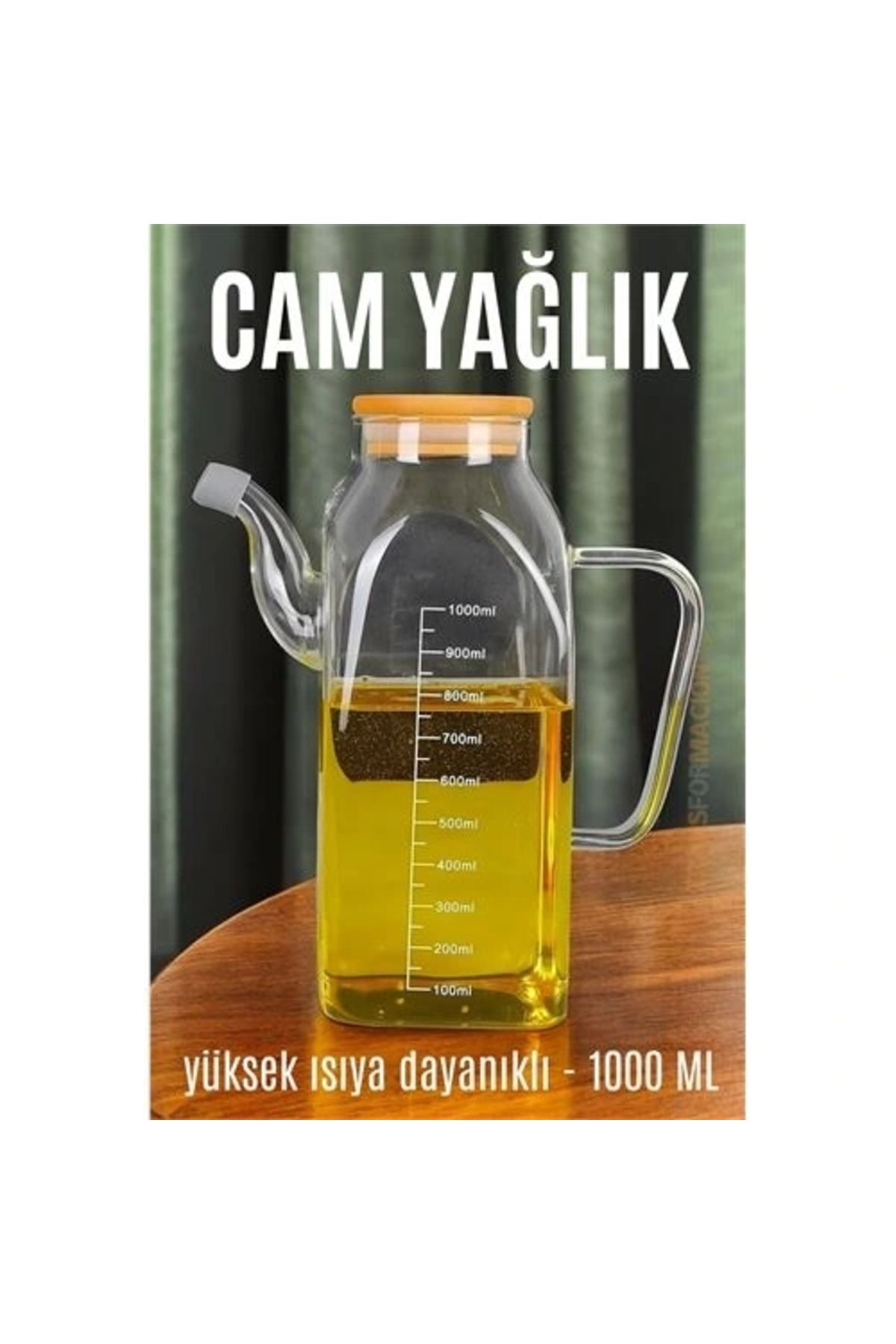 OurStyles Yağ Sirke Şişesi Yağlık Borosilikat Cam 1000 ML