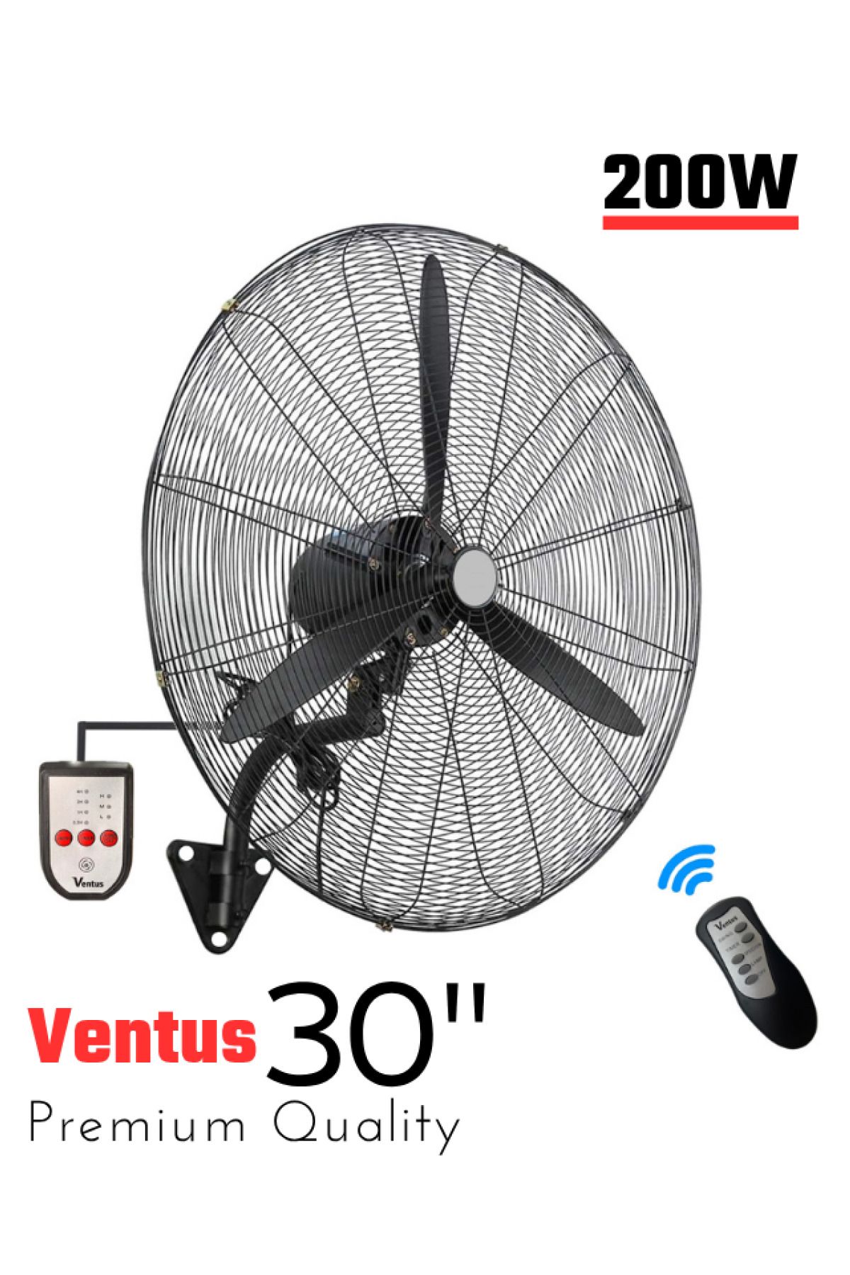 SONREİR Ventus 30" (75 cm) Sanayi Tipi Duvar Vantilatörü 200W Güç Uzaktan Kumandalı Yüksek Performanslı Fan