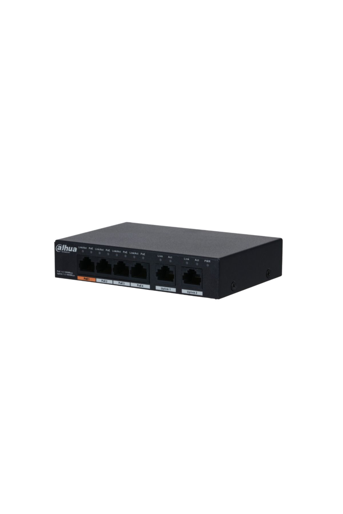 DAHUA PFS3006-4GT-60-V2, 4 Port, Gigabit, PoE 60W, 2 Port Uplink, Yönetilemez, Masaüstü Switch