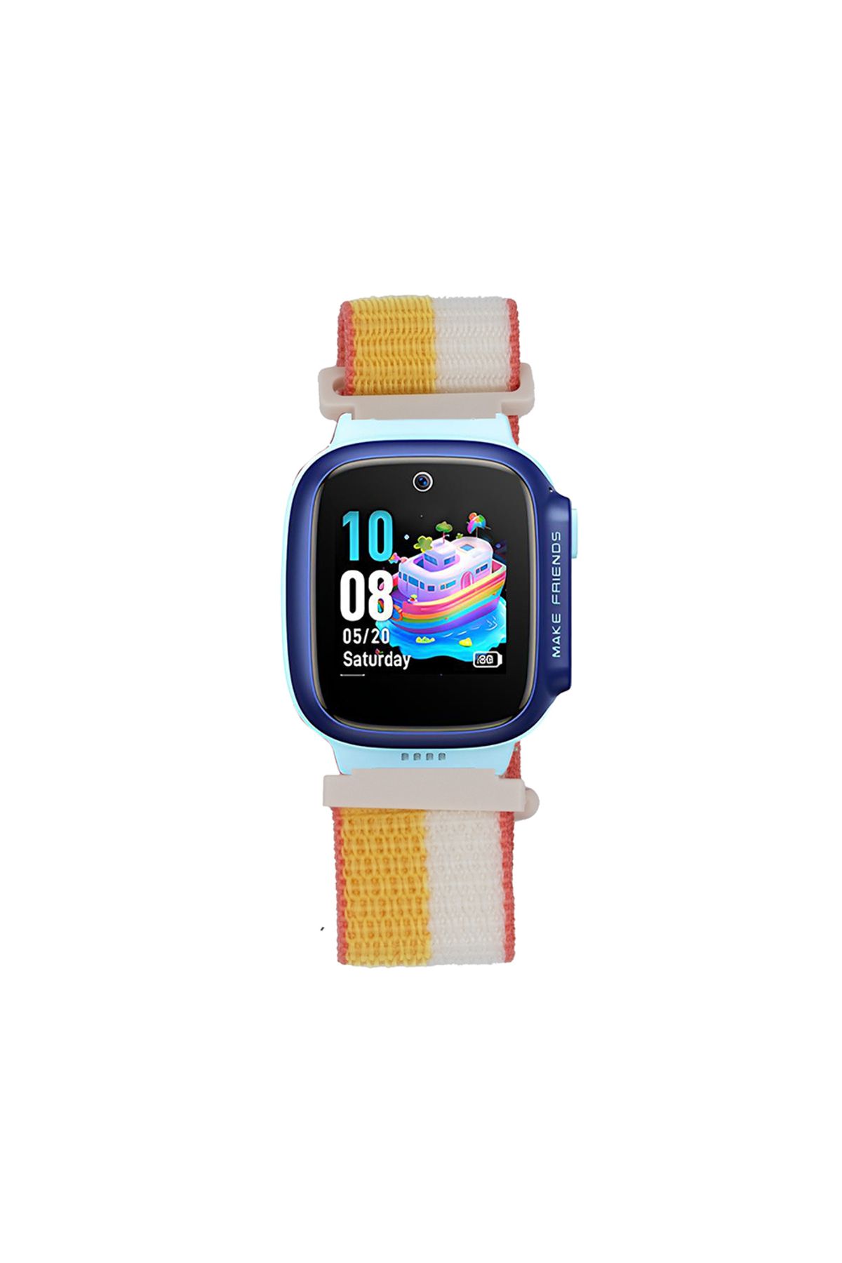 Teknodur Huawei Watch GT5 Pro 42mm TKDR KRD-03 Çocuklara Özel Hasır Kordon - Sarı-Beyaz