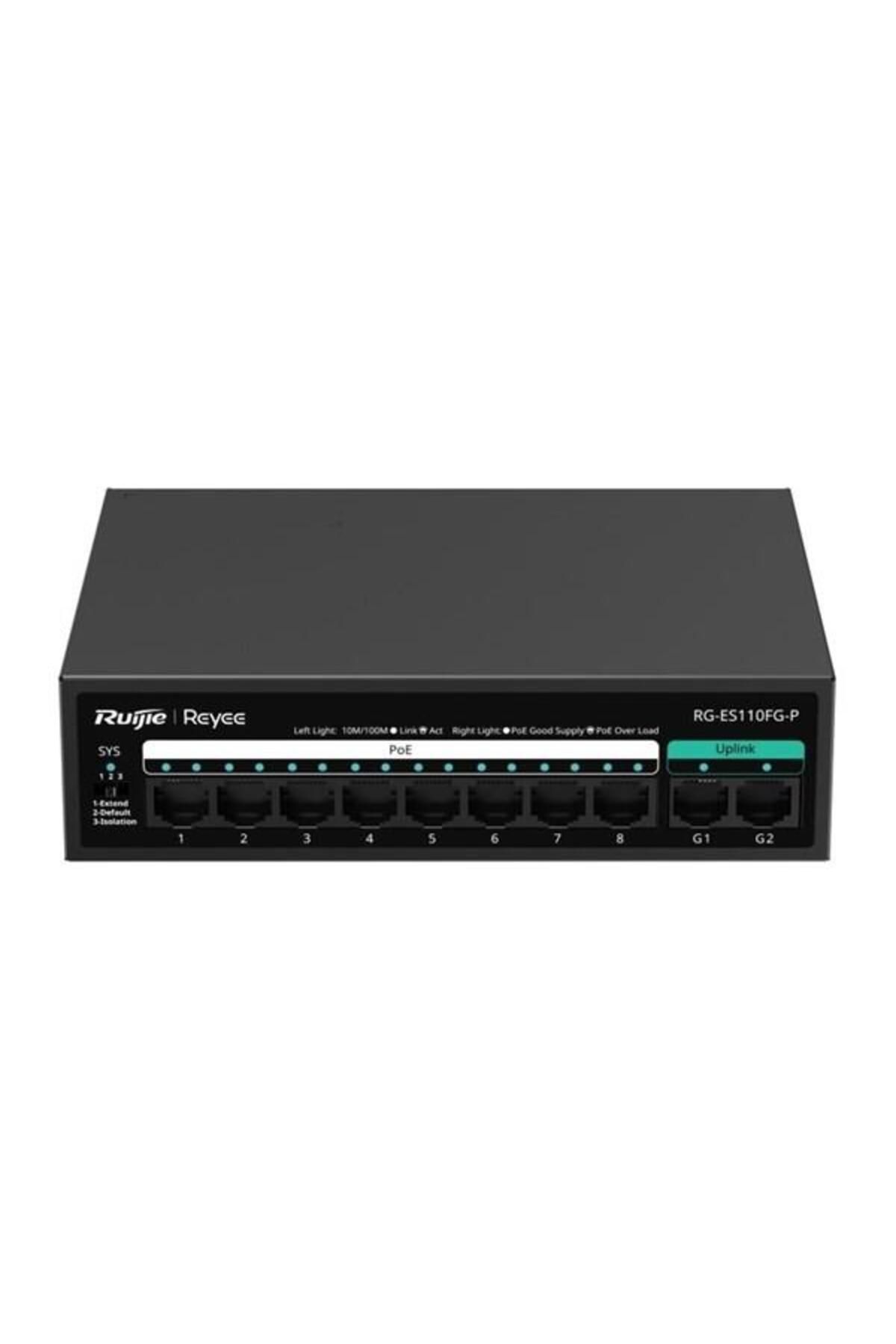 RUIJIE 8port RG-ES110FG-P 10//100 2-UPLINK 110W YÖNETİLEMEZ POE SWITCH