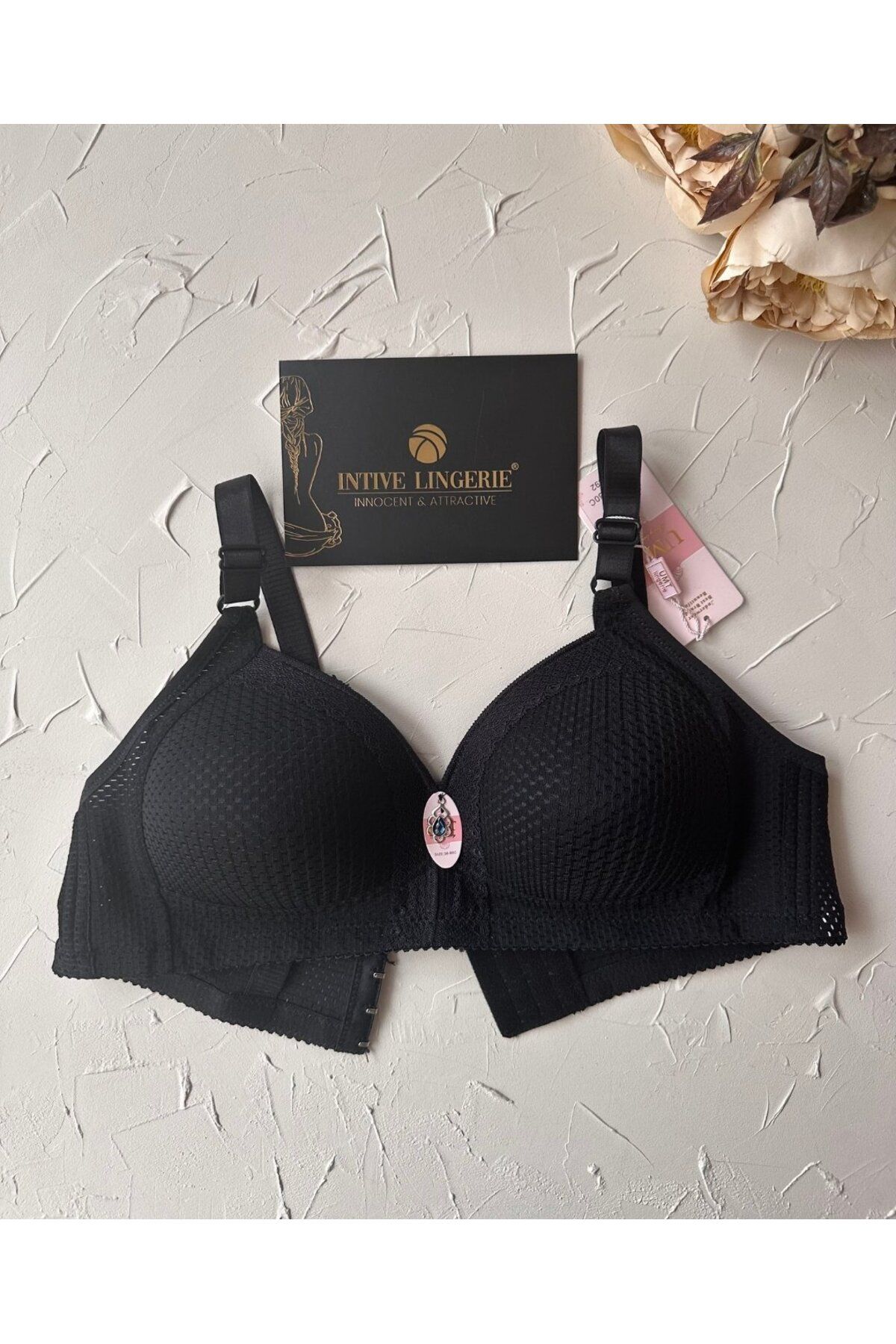 İntive Lingerie Maria Balensiz Delikli Nefes Alan Aksesuarlı Yandan Destekli Kalın Askılı C Cup Toparlayıcı Sütyen