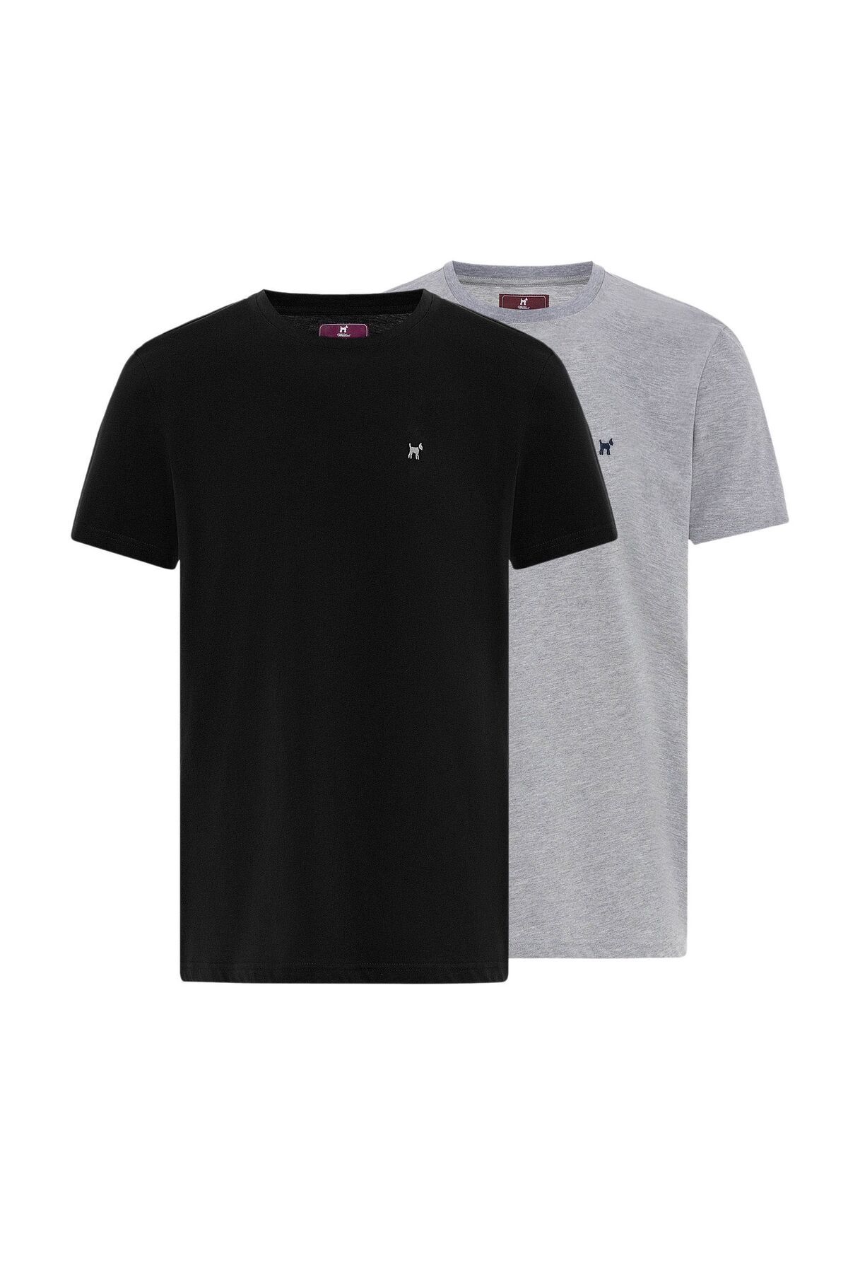 Williot İgnacio Erkek Regular Fit Nakış Detaylı 2'li T-Shirt