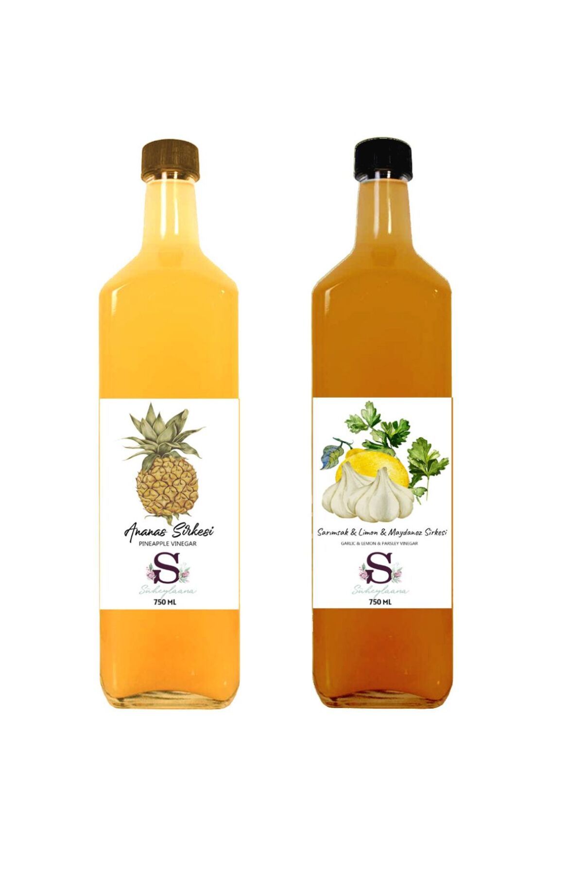 Süheylaana Doğal Ananas Sirkesi 750 Ml - Doğal Sarımsak & Limon & Maydanoz Sirkesi 750 Ml