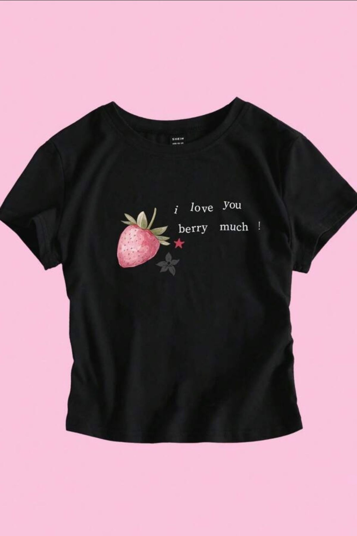 Aesthia Siyah I Love You Berry Much Crop