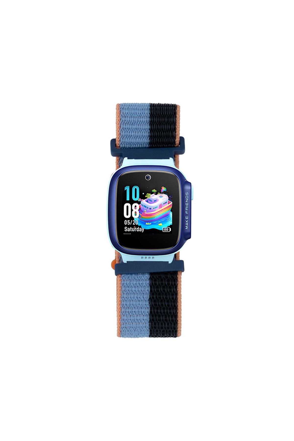 Teknodur Huawei Watch GT5 Pro 42mm TKDR KRD-03 Çocuklara Özel Hasır Kordon - Mavi-Siyah