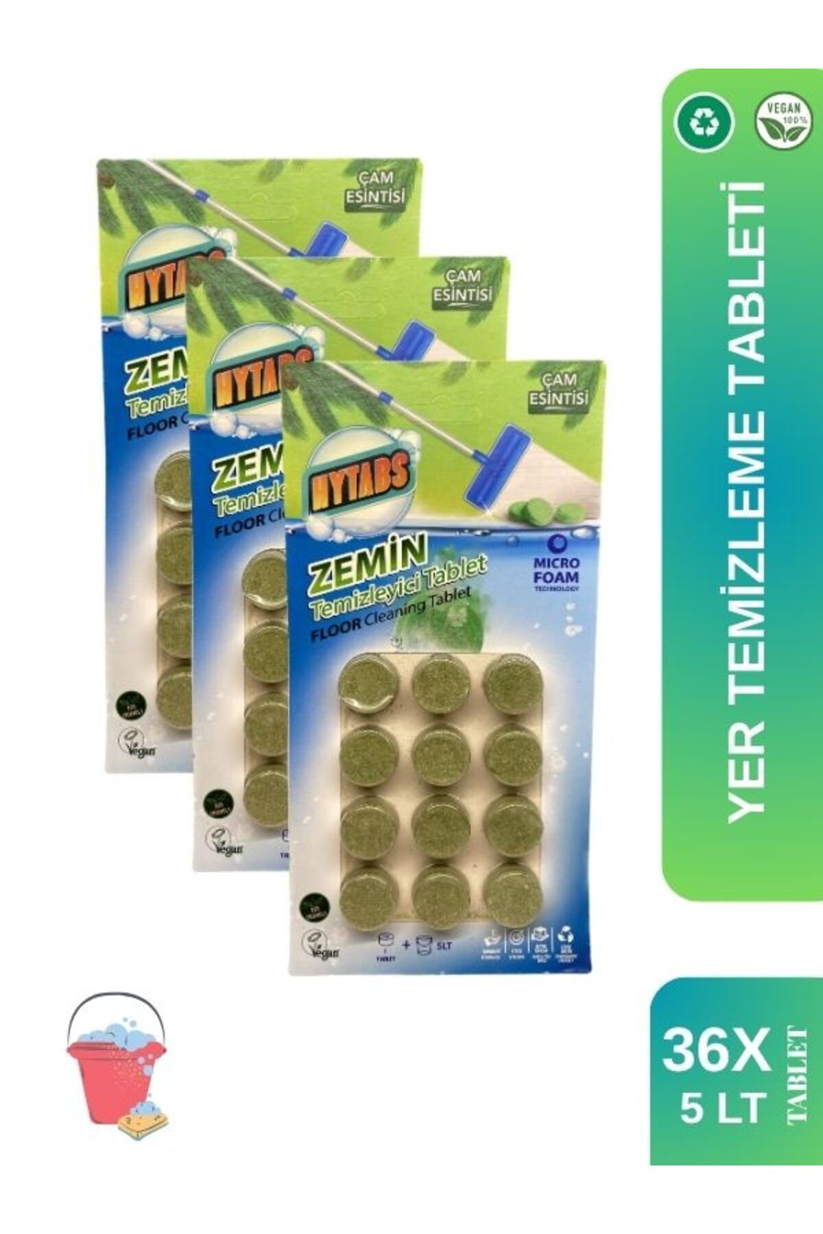 Hytabs YER TEMİZLEME TABLETİ ULTRA KONSANTRE EKONOMİK PAKET 36 ADET X 5 LT