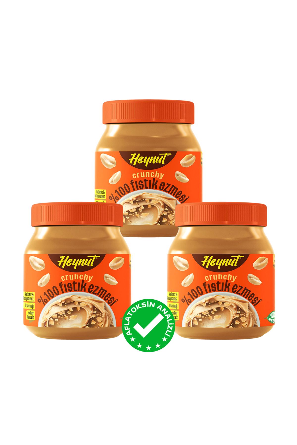 HEYNUT %100 Fıstık Ezmesi Crunchy 350g X 3 Adet