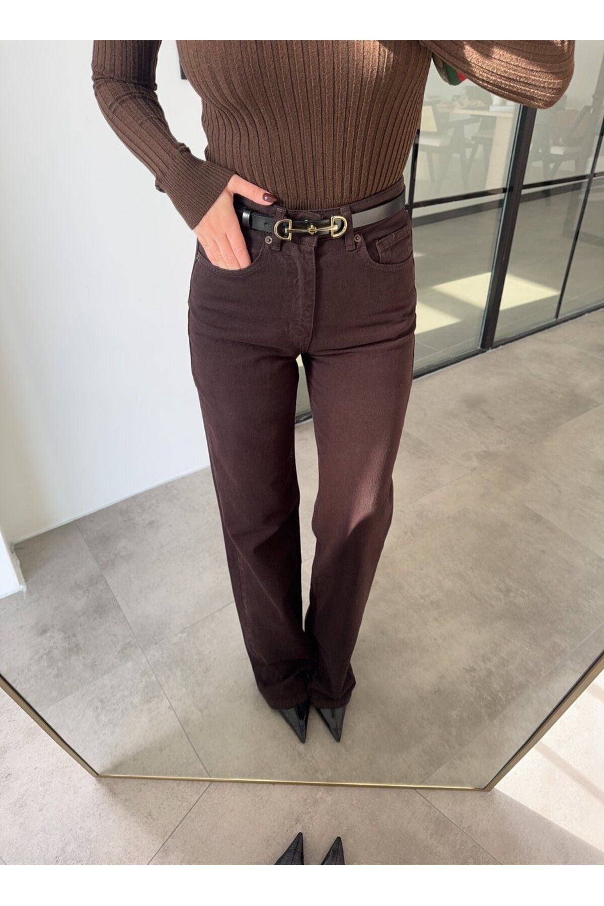 MADAMMERY Acı Kahverengi Straight Fit Jean ZrMuadil