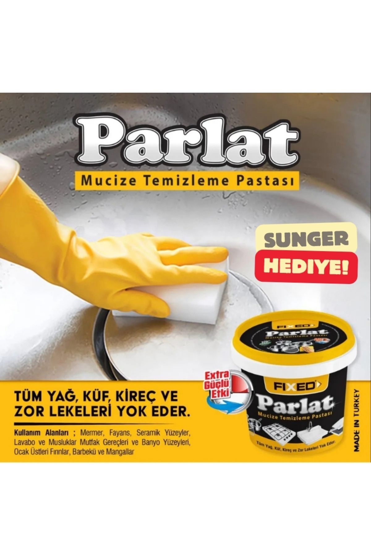 DEPOKON SGS FİXED PARLAT TEMİZLEME PASTASI (500 GR) & SÜNGER HEDİYELİ