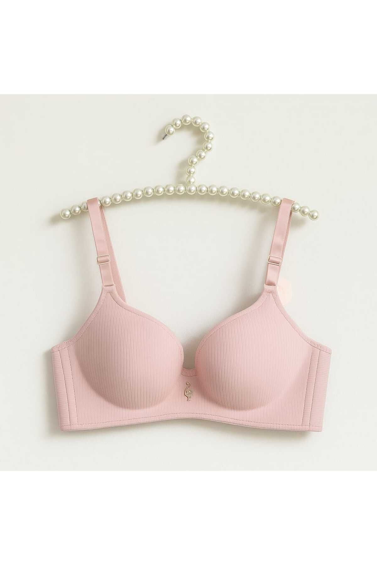 gigigiyim Pembe C Cup Telsiz Desteksiz Mat Fitilli Sütyen