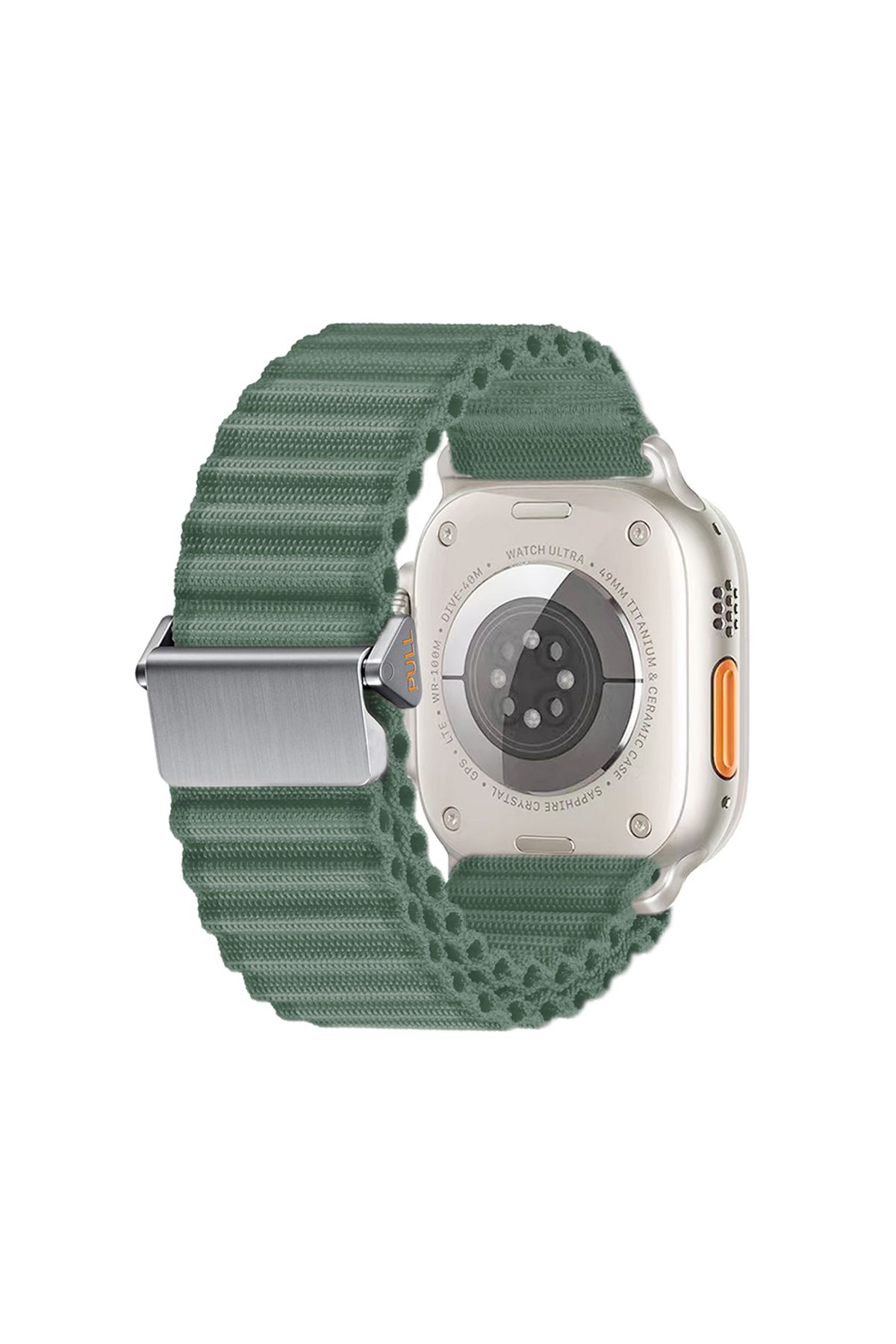 Teknodur Watch 44mm Uyumlu TKDR KRD-123 Naylon Kumaş Hasır Örgülü Kordon-Yeşil