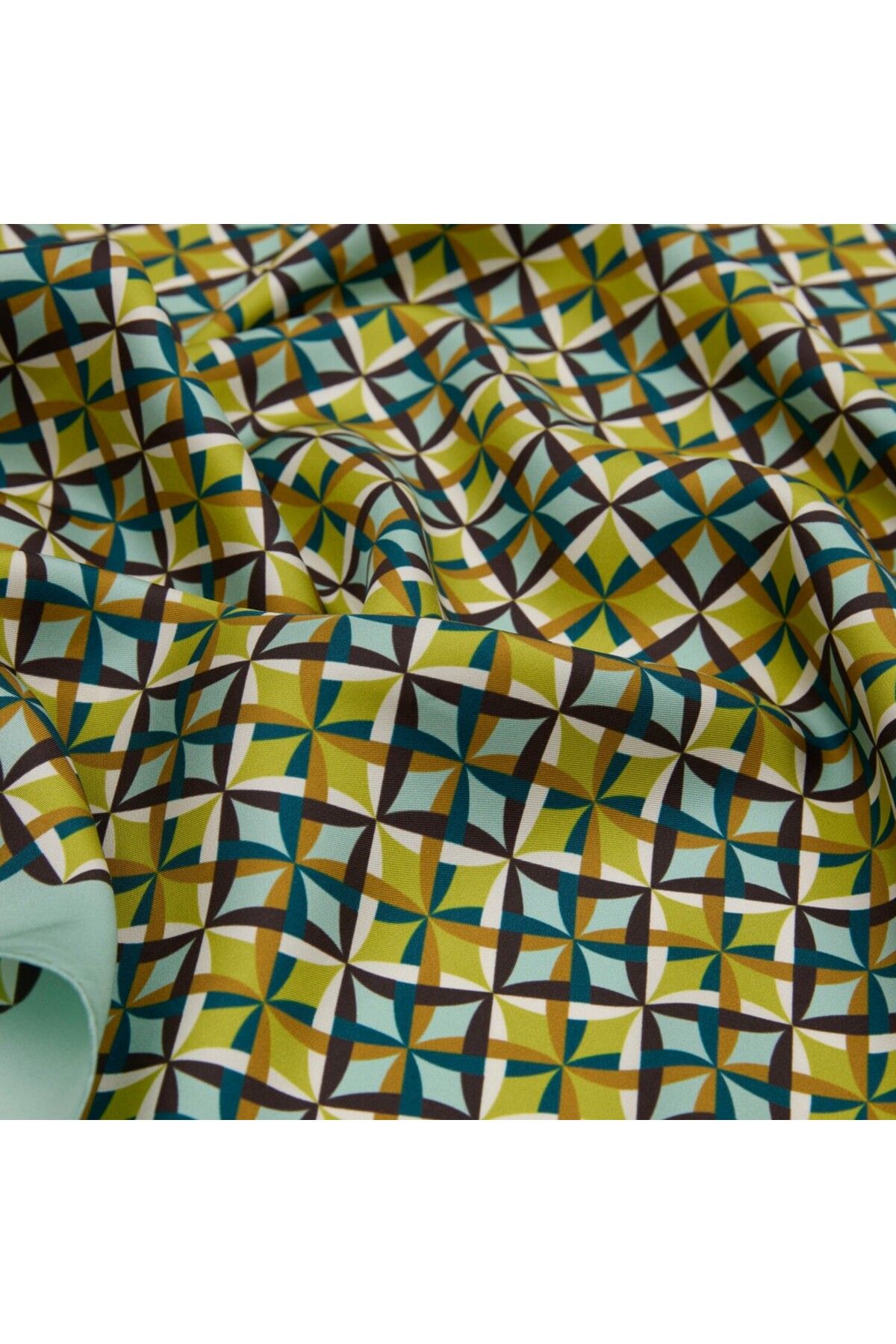 SÜFF Mint Diamond Line Retro Desen Twill İpek Eşarp