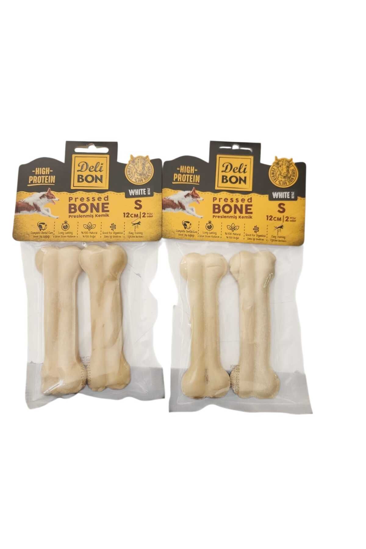 delibone Deri Press Köpek Kemik 12 cm S Boy 2li Paket Naturel 2 ad