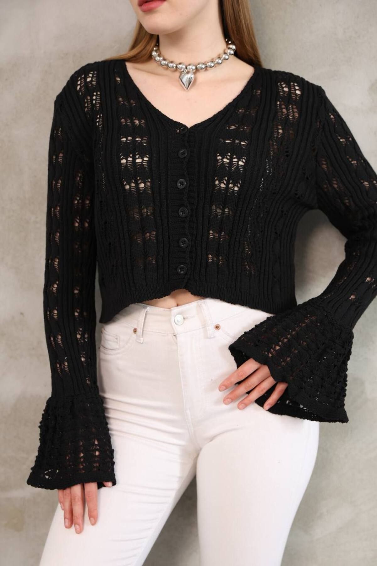 Abalı Yeni sezon triko bluz ,% 100 Cotton Ajurlu hırka Alhawi model