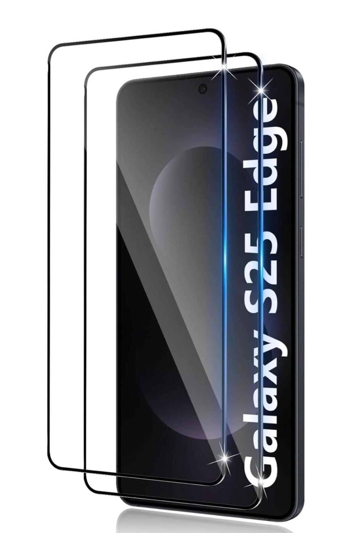 Sphone Samsung Galaxy S25 Edge Tam Kaplayan Ekran Koruyucu Kırılmaz Cam Kenarlar Güçlendirilmiş 9H Temperli