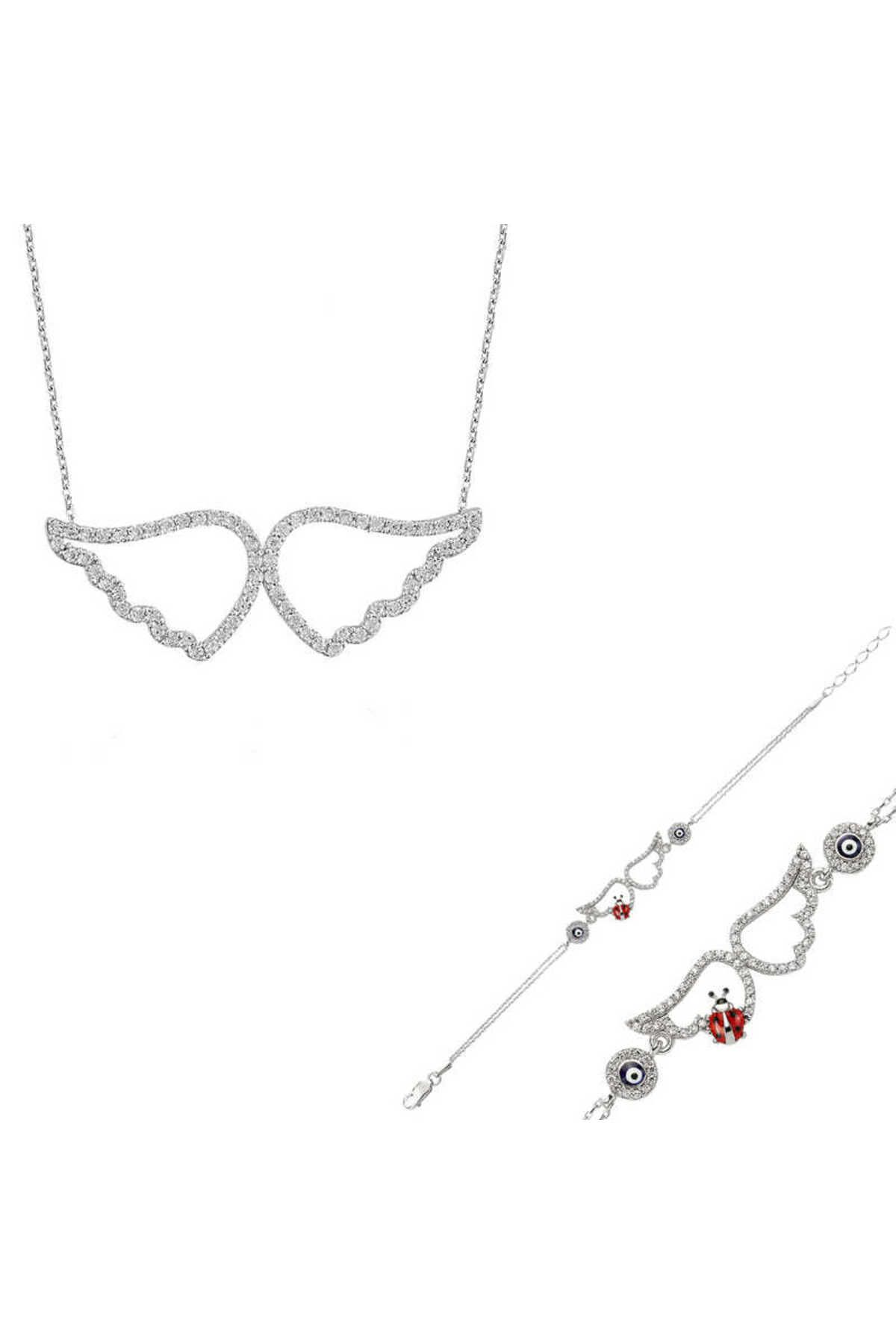 norsary Gümüş Melek Kanadı Set