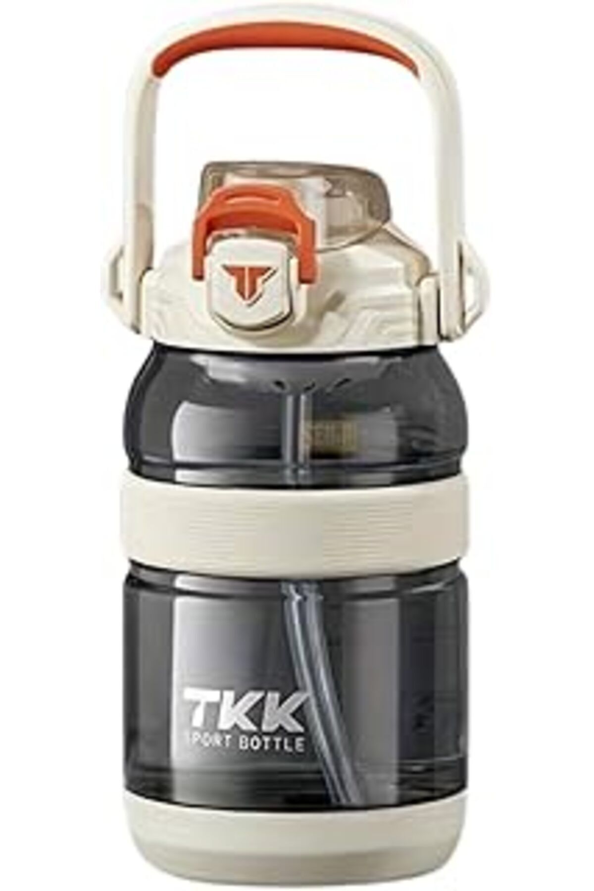 NETWORK ART TKK 1200ml Büyük Boy Pipetli/Pipetsiz Kullanım Boyun Askılı Kulplu Tritan Su Matara (Beyaz)