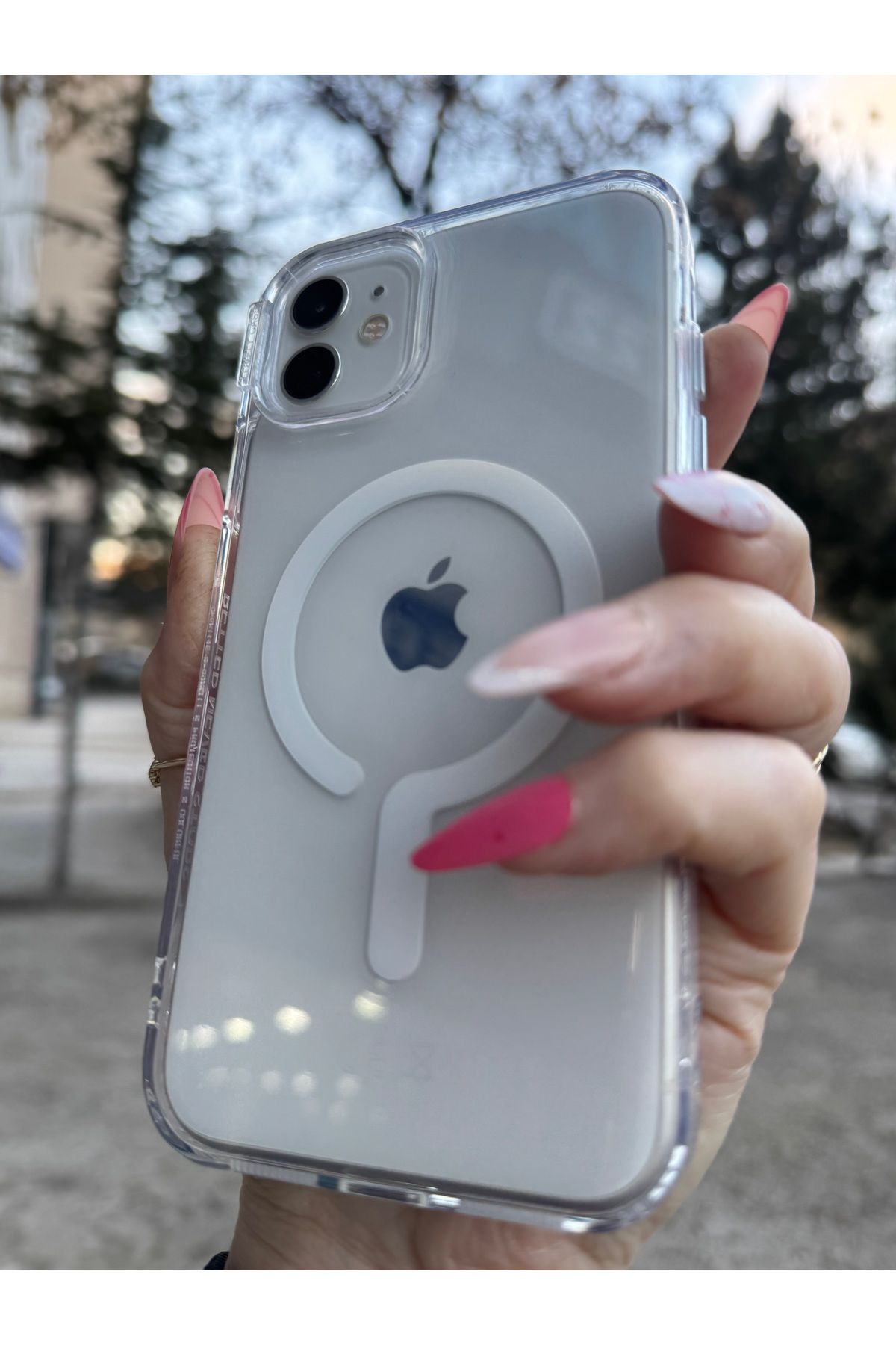DÜNYA AKSESUAR iPhone 11 uyumlu renkli şeffaf megsafe şarj tam koruma sert silikon kılıf