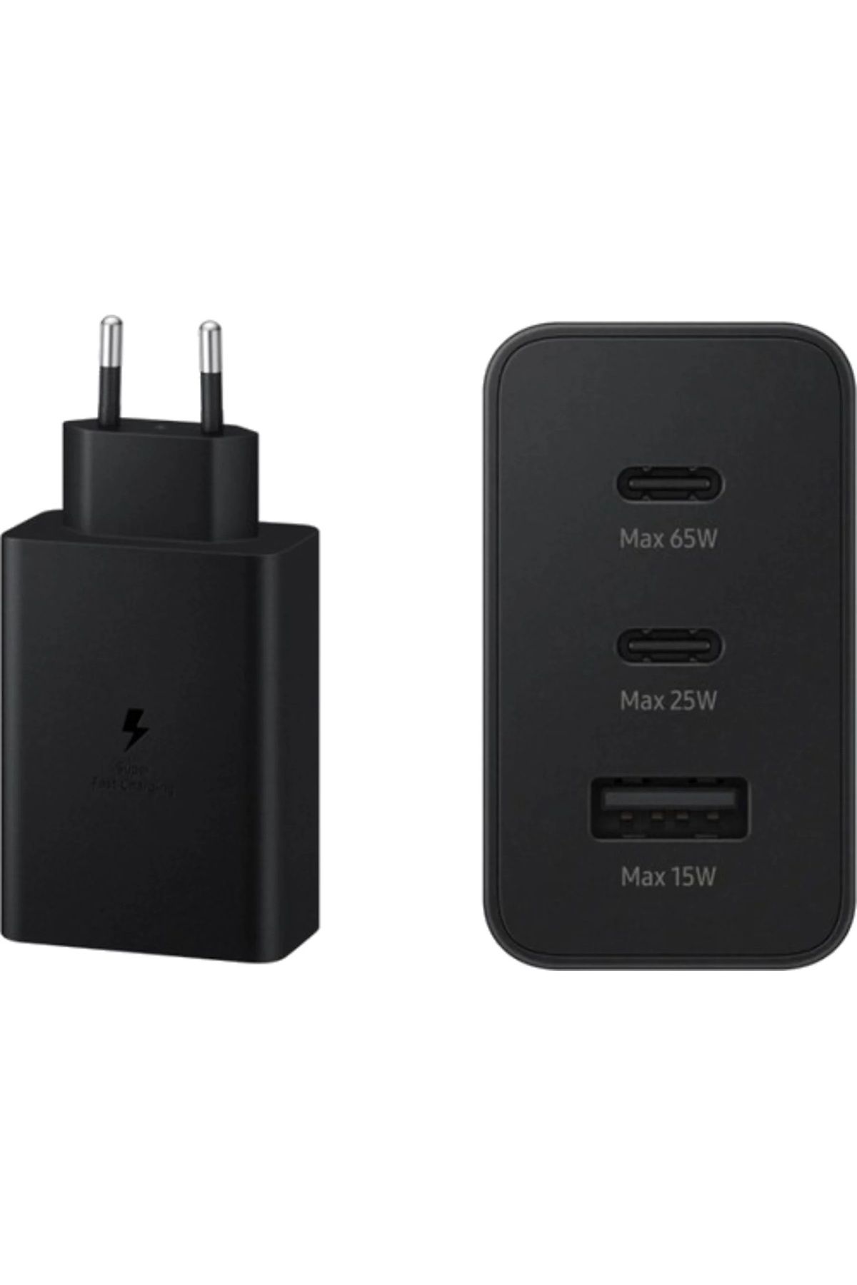 Samsung 65 w EP-Type-C & Type-A Üçlü Hızlı Şarj Aleti Siyah