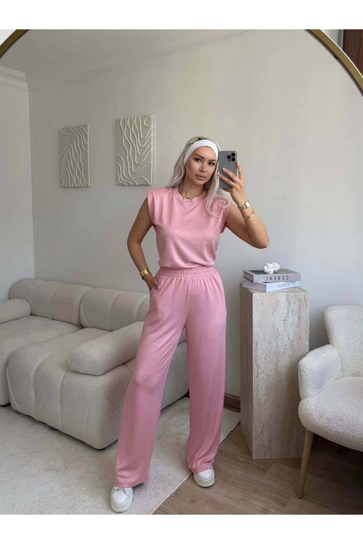 Zora Butik Vatkalı Modal Takım - PUDRA