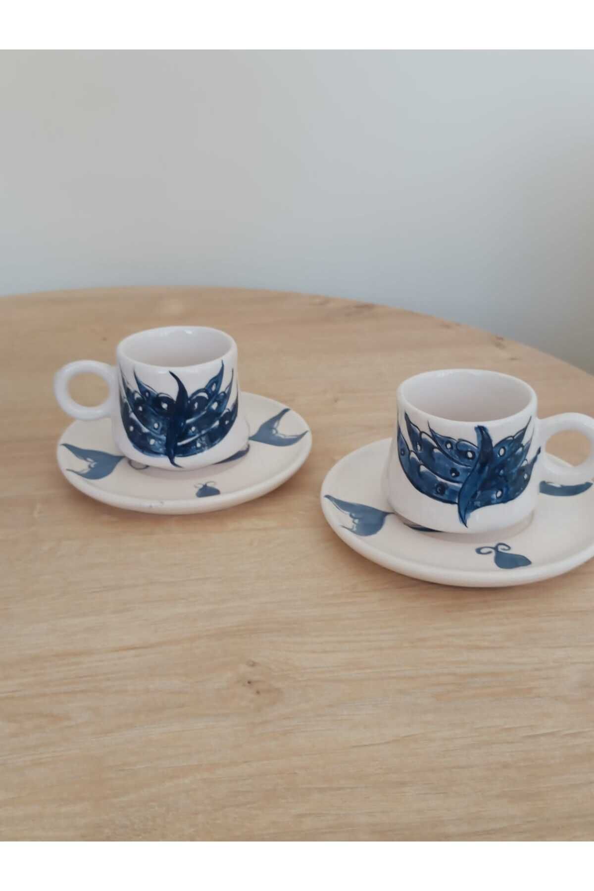 shop 2 Adet El Yapımı Seramik Tasarım Desenli Türk Kahvesi Fincan Takımı, Hediyelik